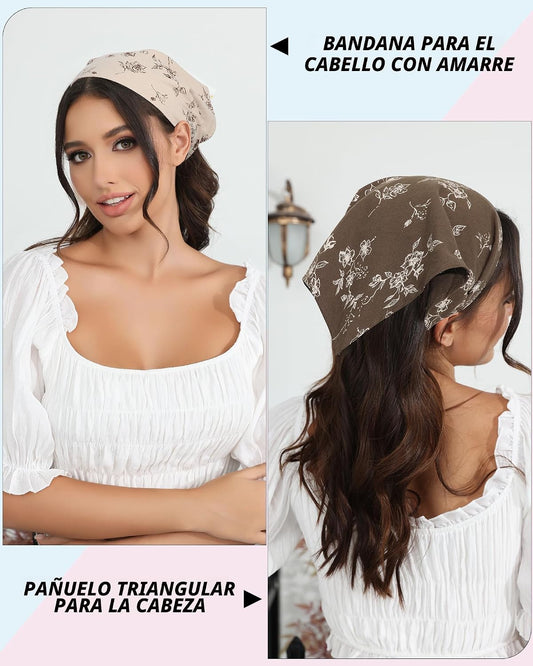 Molans Pañuelo de Cabello de Algodón Floral - 2 PIEZAS Pañuelos par...