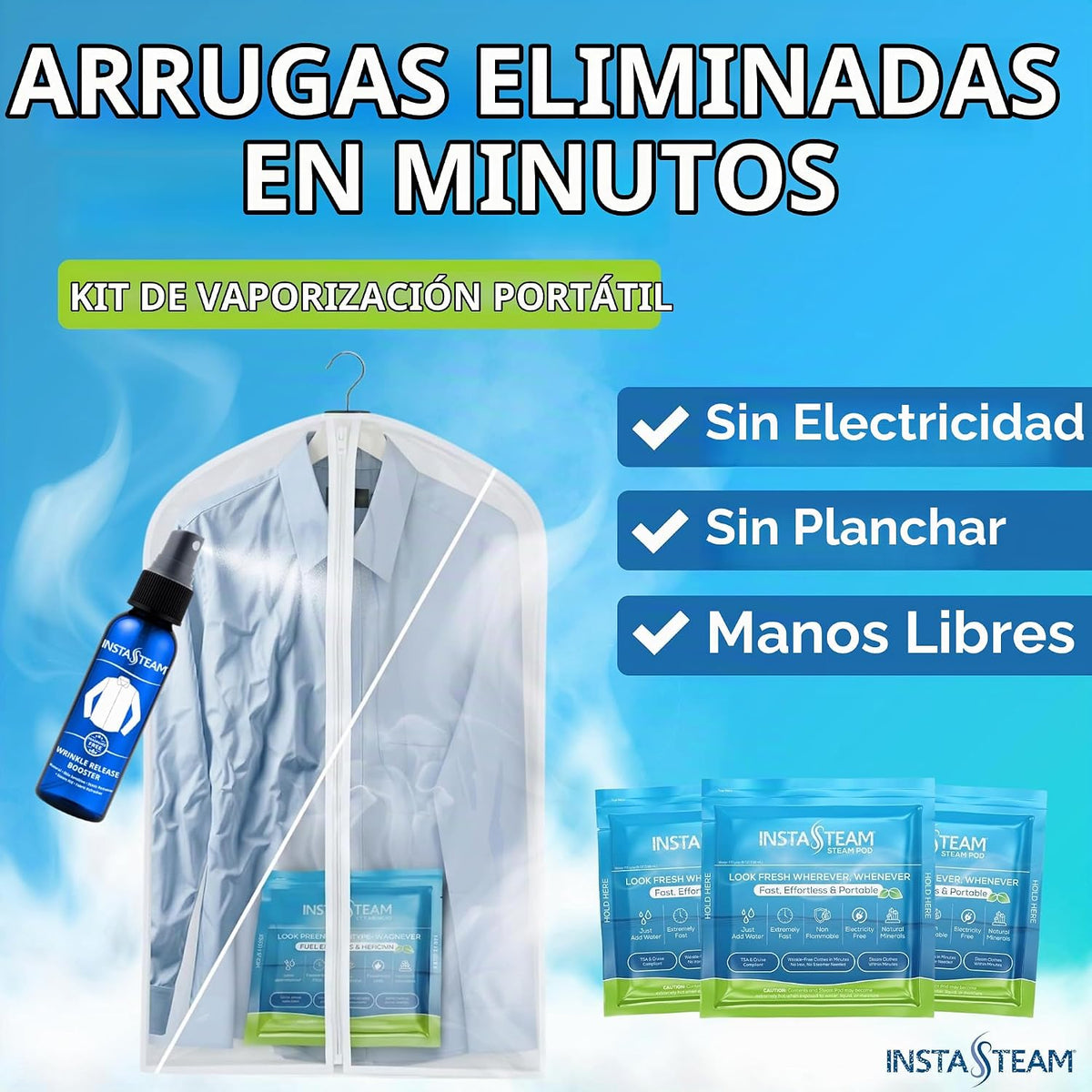 InstaSteam Vaporizador de viaje portátil sin electricidad para ropa...