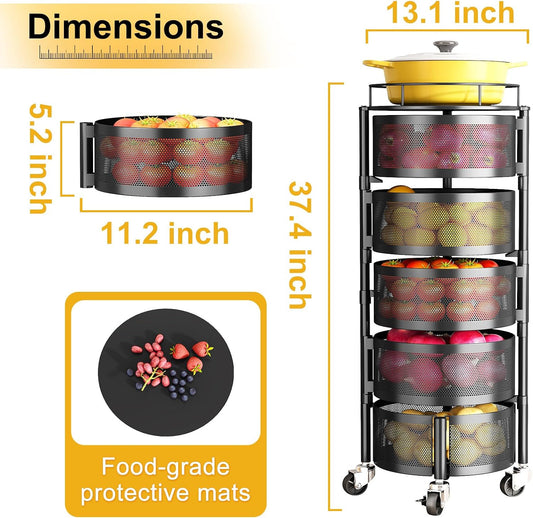 SNTD Cesta de frutas y verduras para cocina con tapa superior de me...
