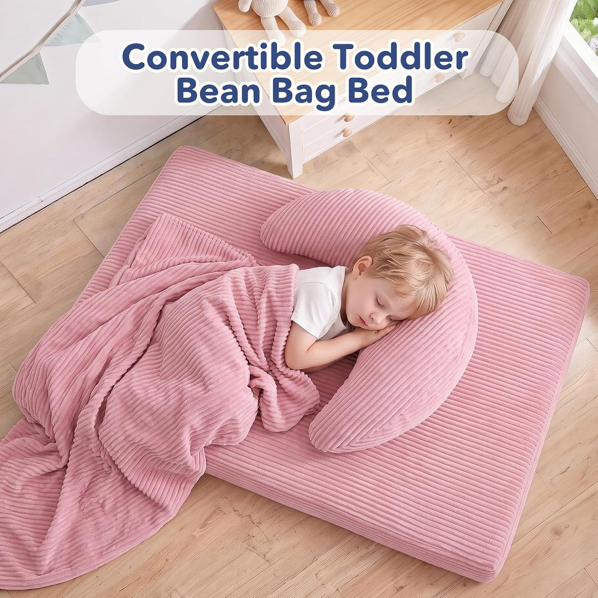 COMAX Puf para niños, cama convertible rosa para niños | Sillón con...