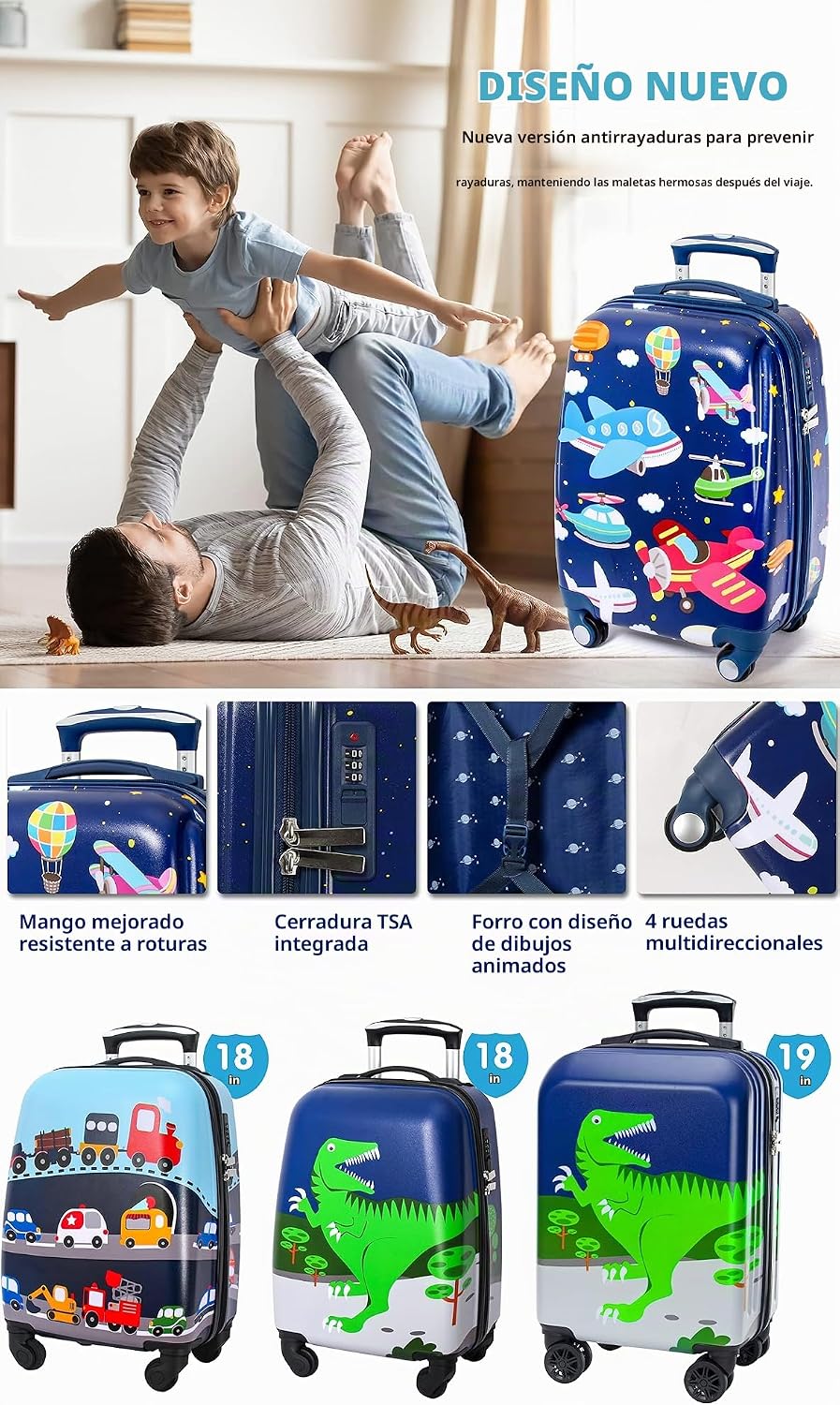 GURHODVO Equipaje de Mano para Niños Maleta con Ruedas para Niños c...