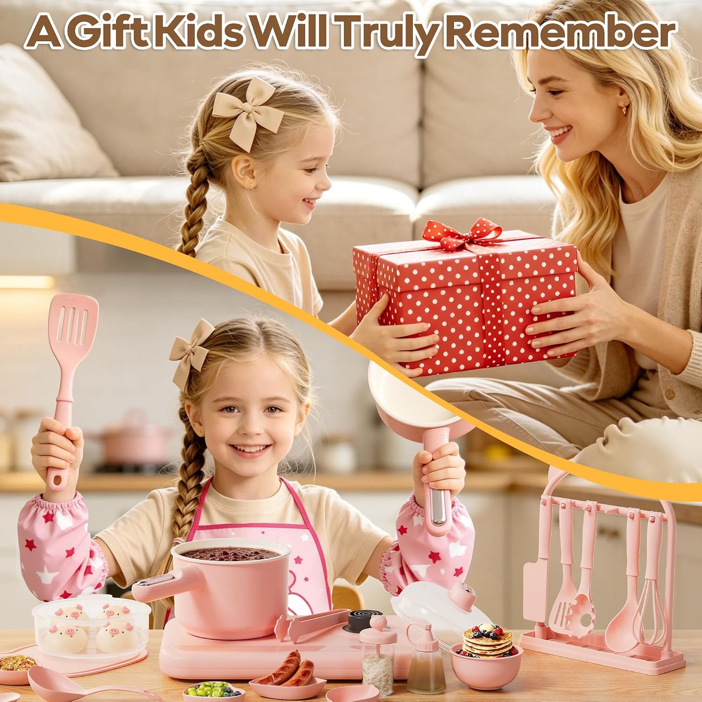 Gotoofun Juegos de cocina para niños, juego de cocina eléctrico dob...