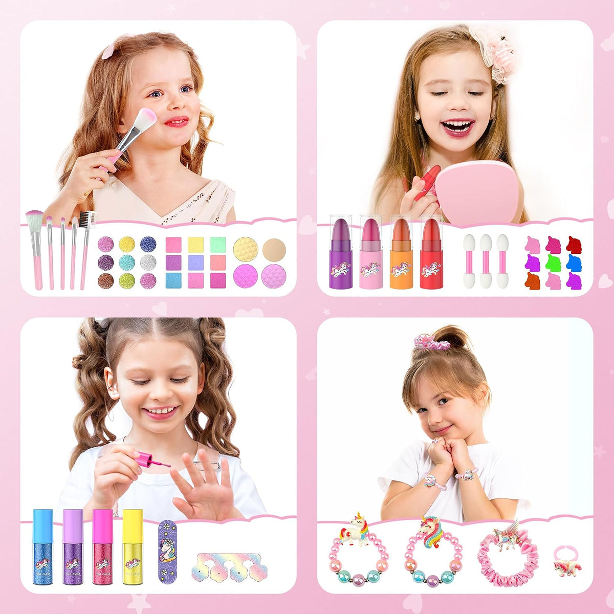 Juego de 63 piezas de maquillaje para niñas, kit de maquillaje cosm...