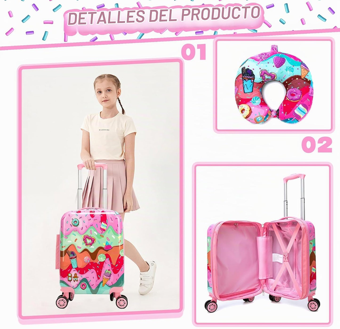 Inprof Lindo juego de maletas para niños, 5 piezas, equipaje rígido...