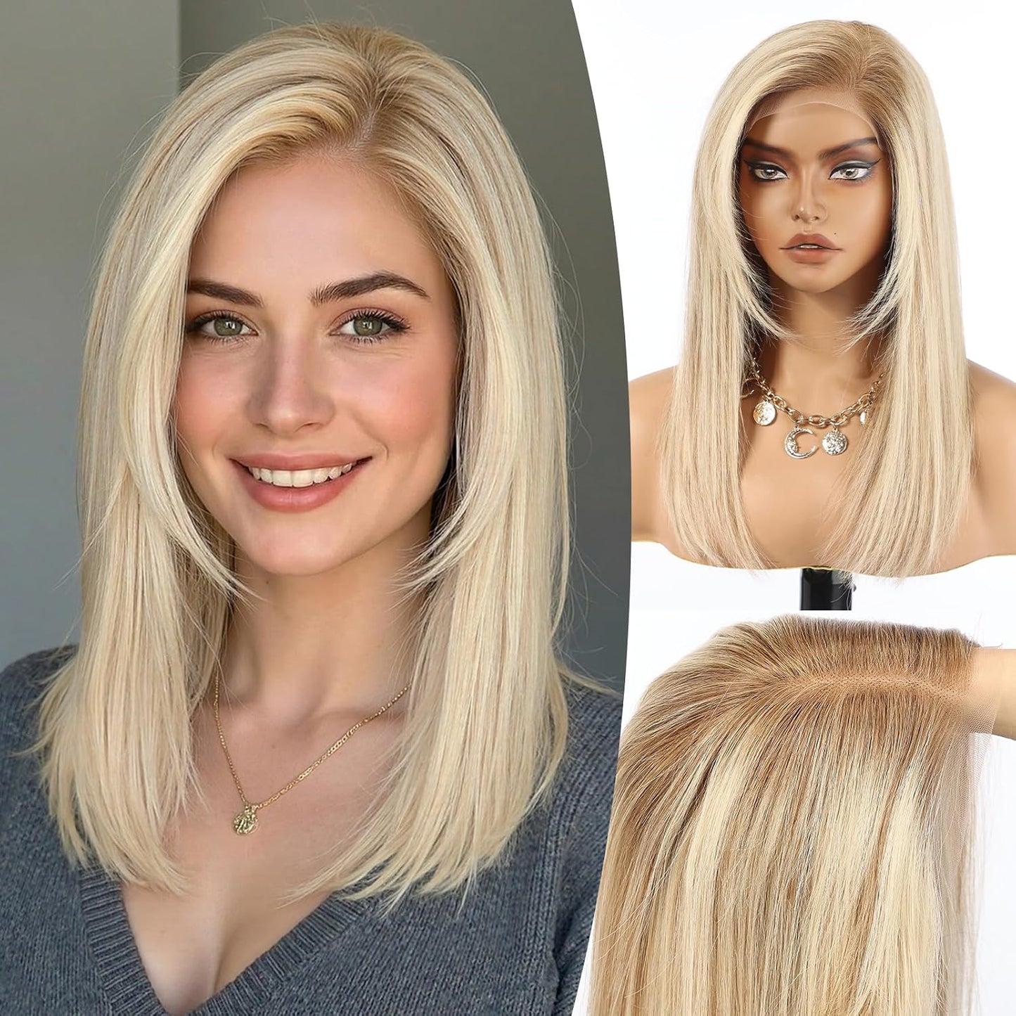 Wear but free KKU Pelucas de cabello 100% humano para mujer, peluca...