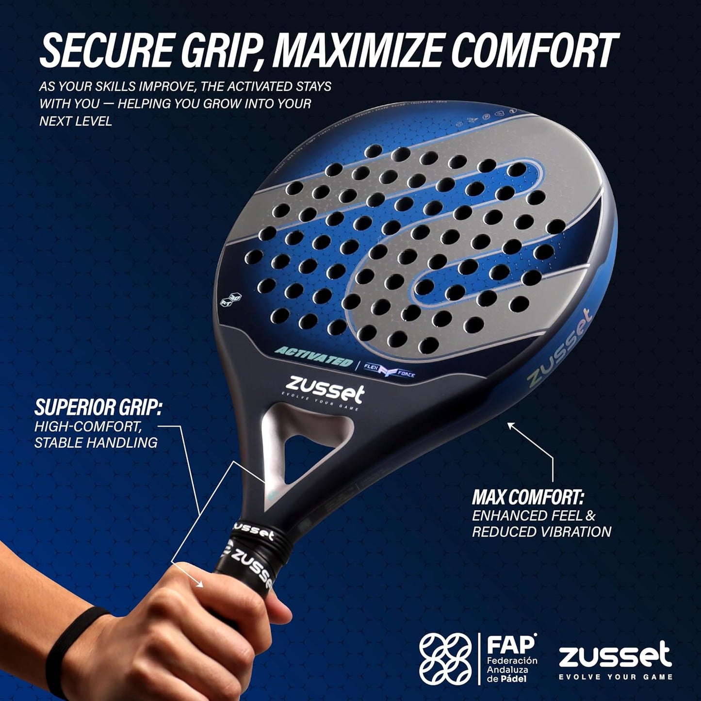 Pala de pádel ZUSSET Activada 2025 | Pala Padel Forma Redonda | Bal...