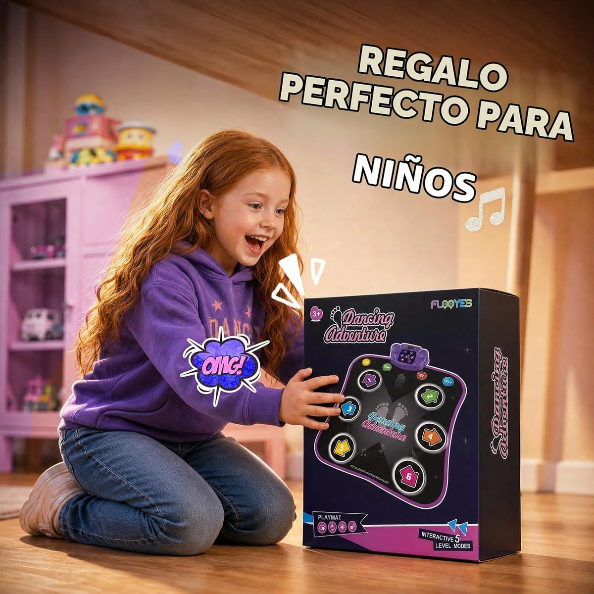 Flooyes Alfombra de baile, juguetes para niños de 3 a 12 años, almo...