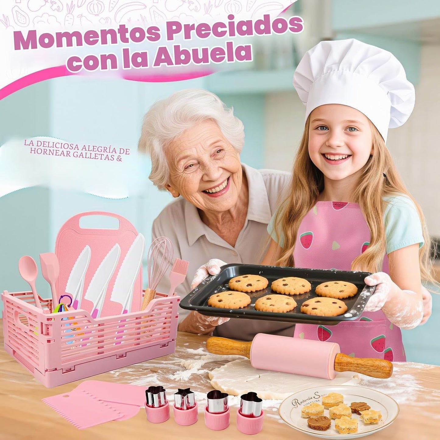 Juego de Cocina y Repostería para Niños Real y Delantal para Niños...