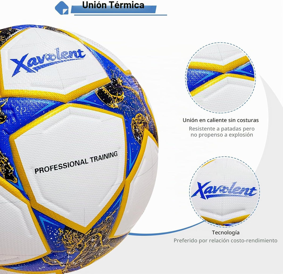 XAVOLENT Balón de fútbol profesional Tamaño 5,4 | Pelota de entrena...