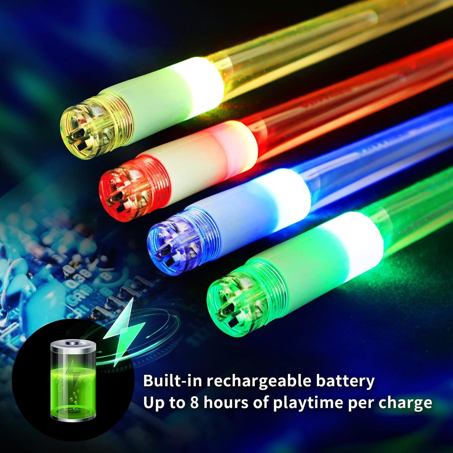 Baquetas recargables con luz LED que cambian de color con bolsa de...