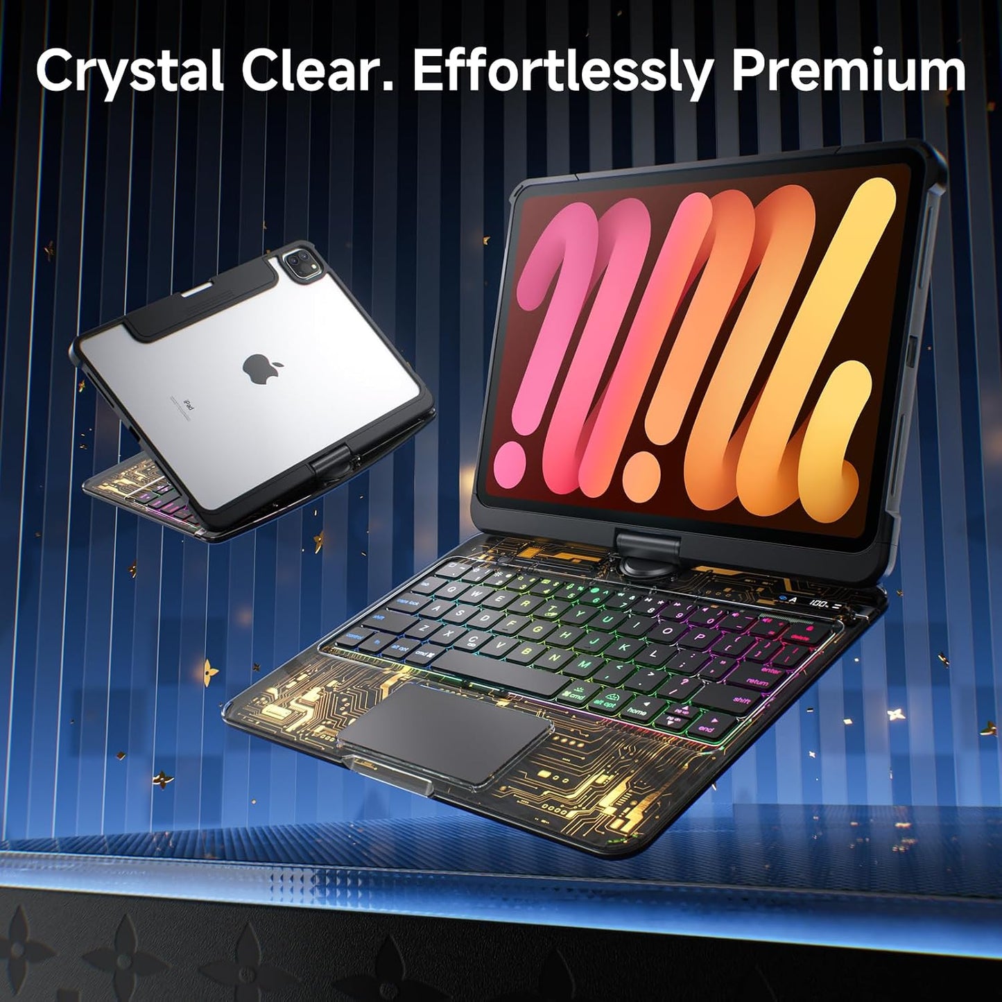 Tiaota Funda transparente con teclado inalámbrico para iPad mini 7...