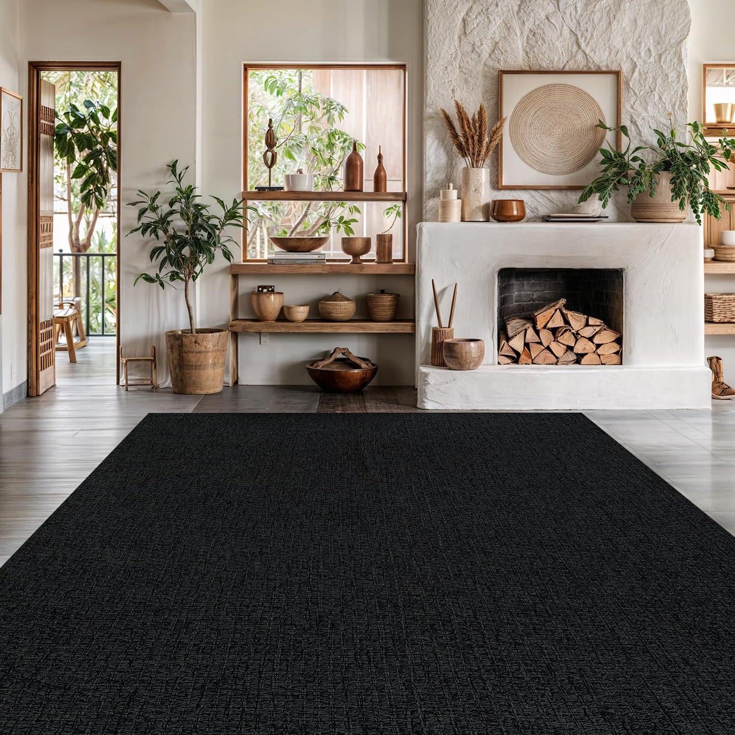 Luul Home Easy Yute Rugs - Alfombra de 8 x 10 pies, color gris oscu...