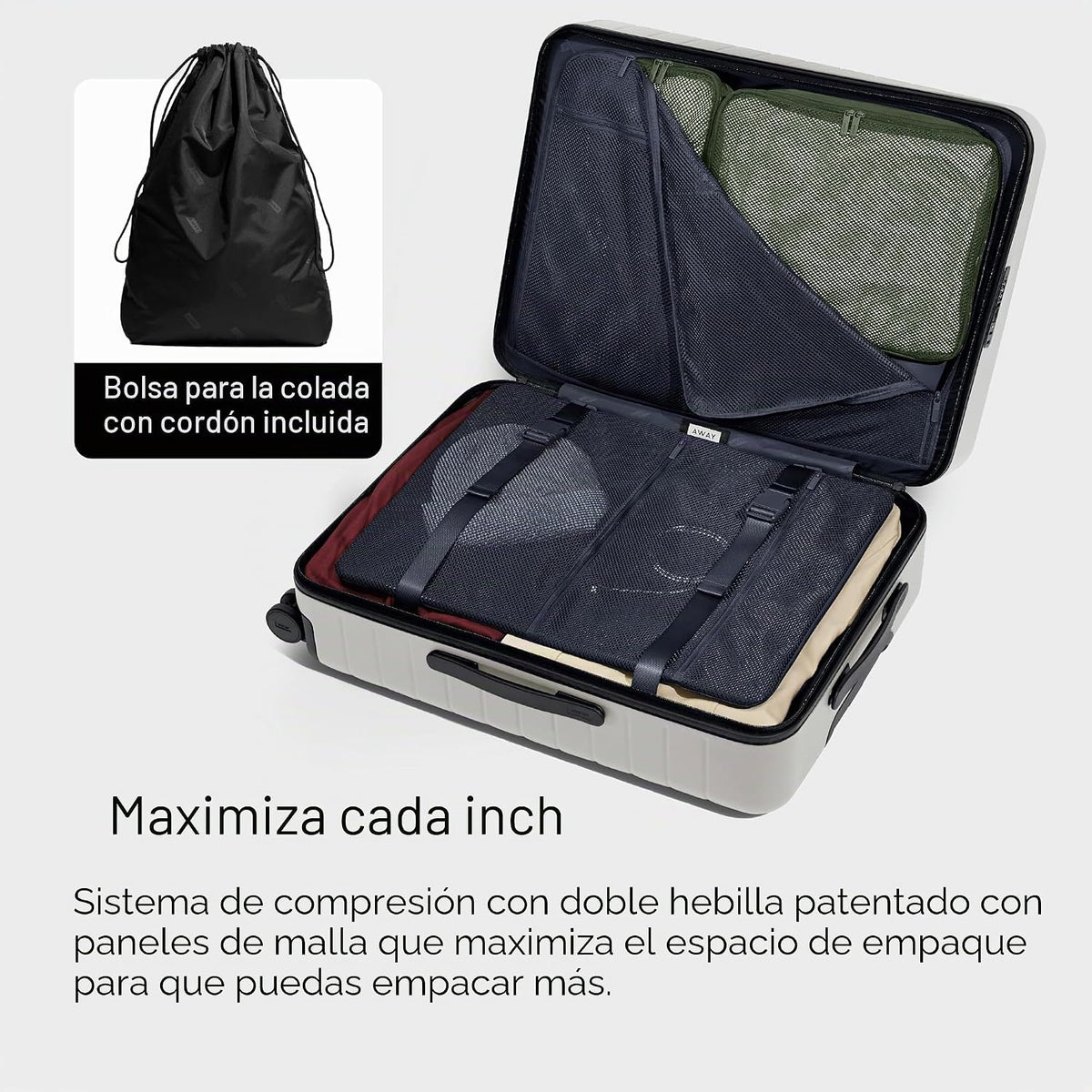 Away Equipaje mediano a cuadros, maleta giratoria rígida ligera de...