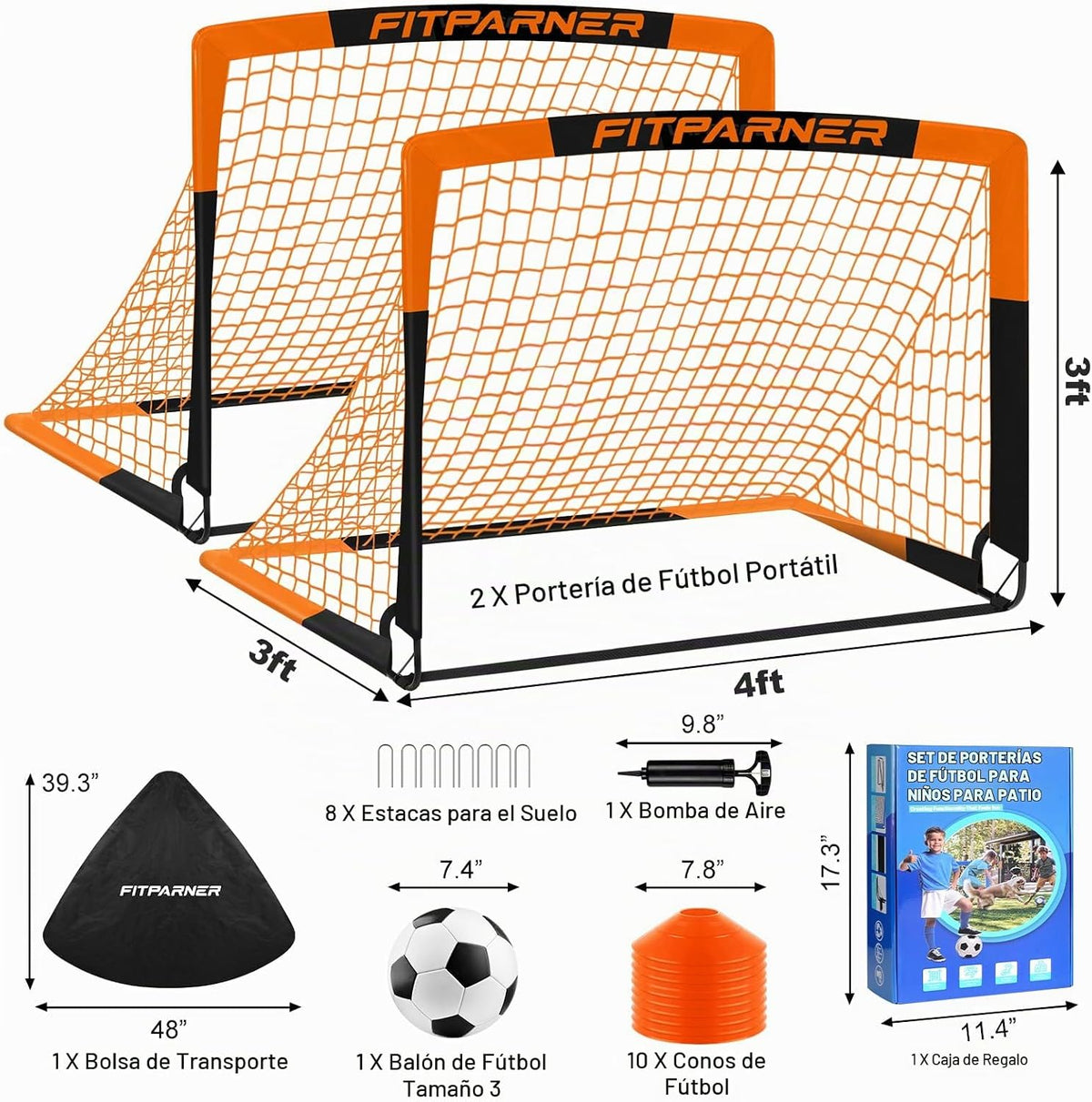 FITPARNER Arcos de Fútbol para Niños para Patio Trasero - Juego de...