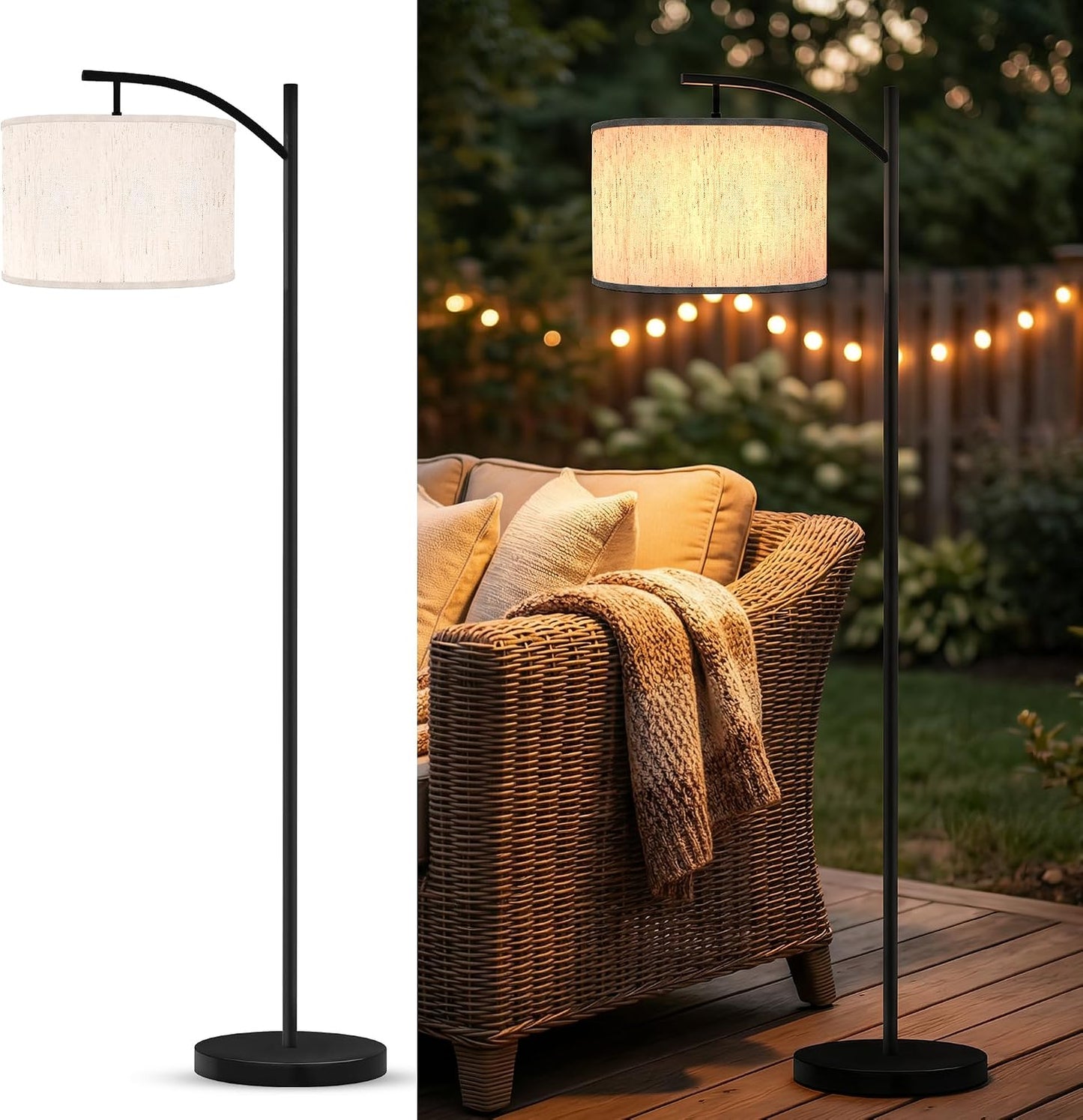 VISFLAIR Lámpara solar de pie para exteriores, luz de pie de arco i...