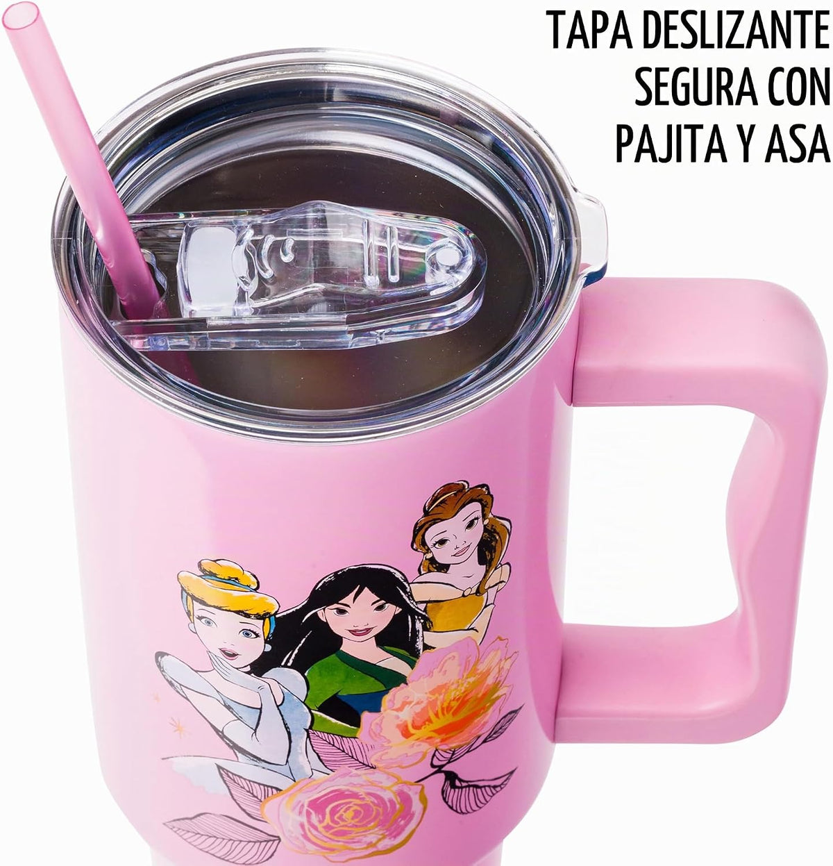 Silver Buffalo Disney Princess - Vaso de acero inoxidable de doble...