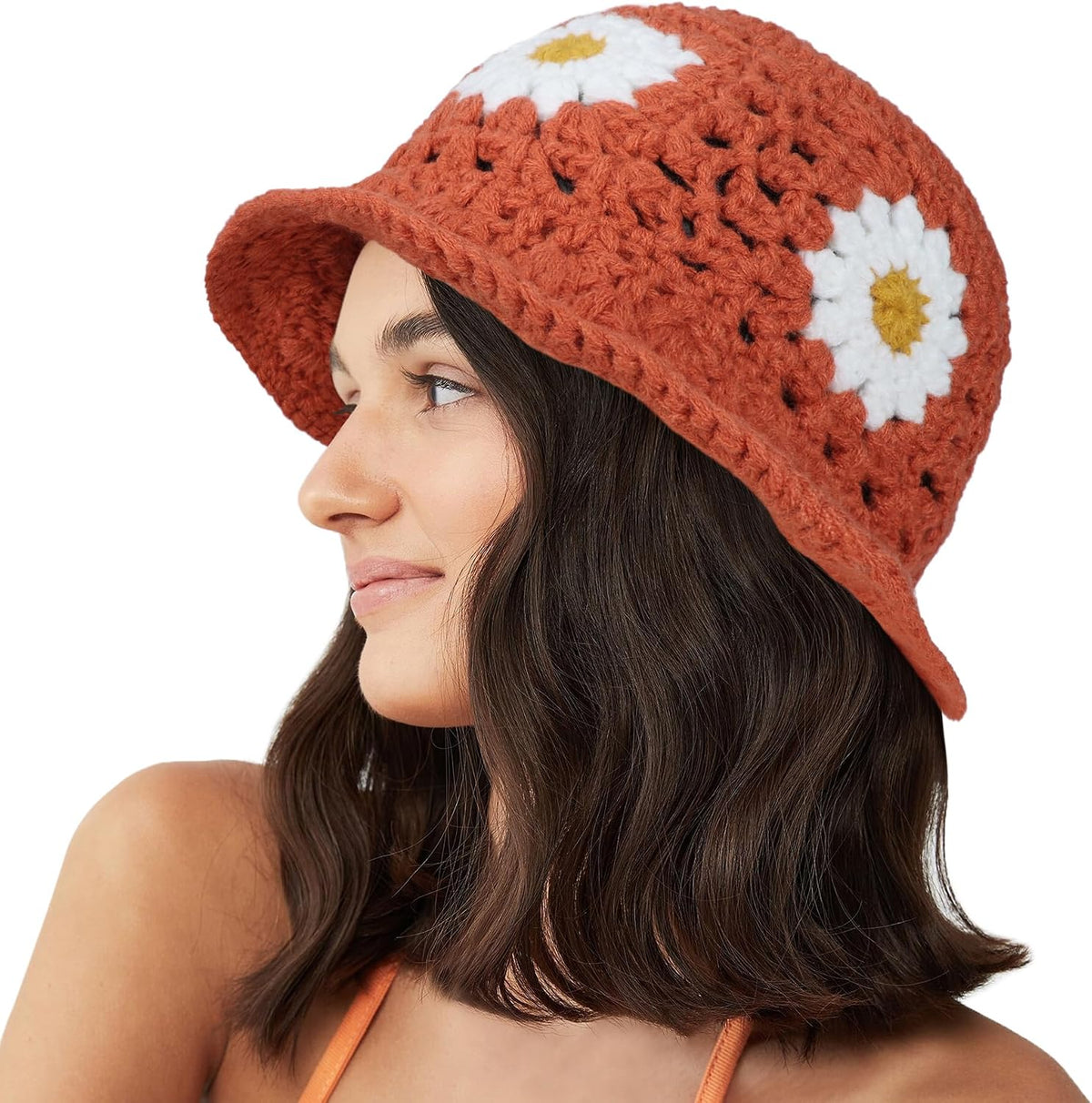 Sombrero de pescador de punto plegable para mujer, diseño de margar...