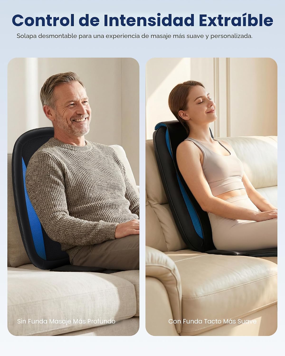 COMFIER - Masajeador de espalda Shiatsu con calor, almohadilla masa...