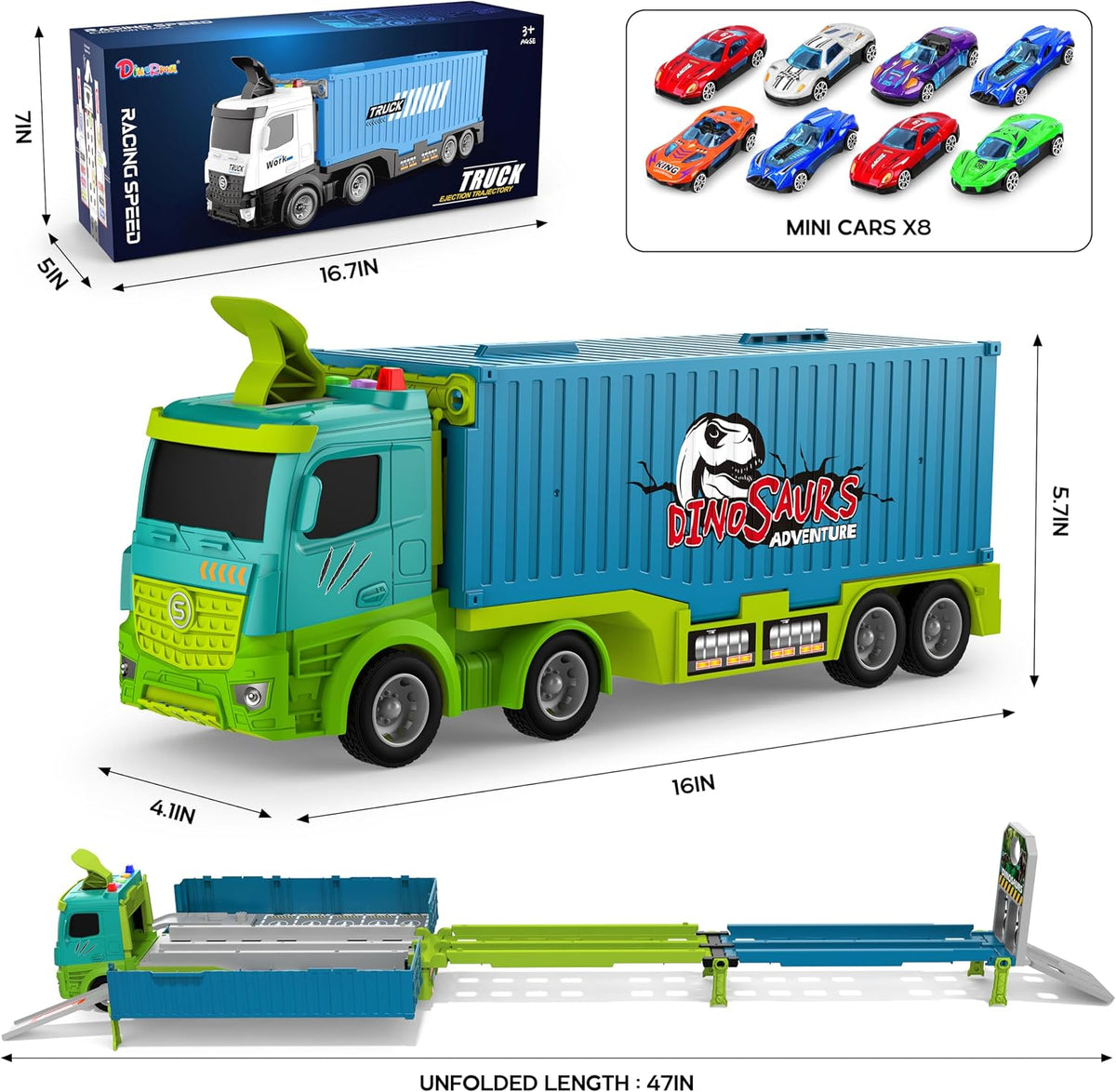Juguetes de Pista de Carreras con Camión Transportador para Niños P...