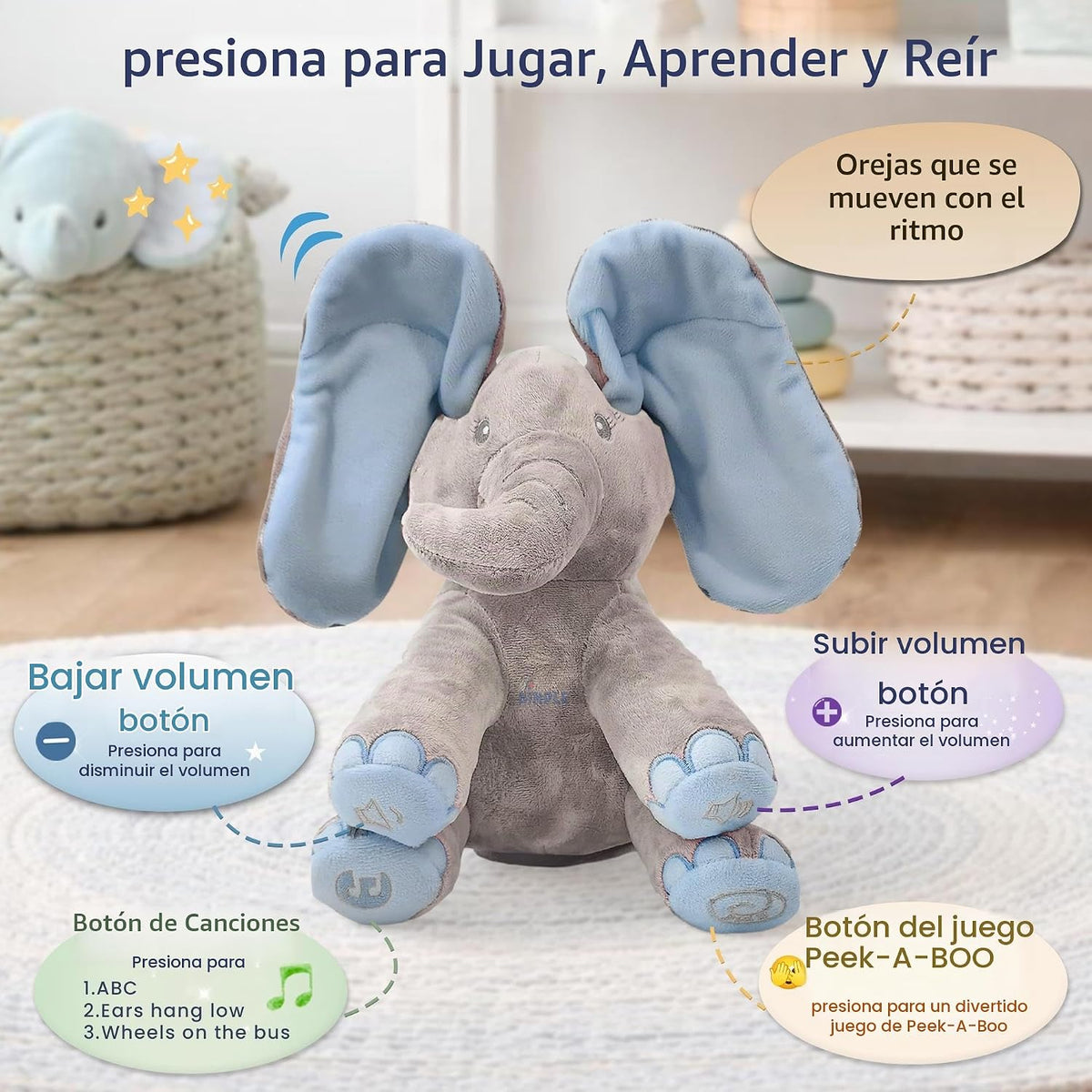 Dimple Kyle Elefante de peluche juguete animado - Elefante azul can...