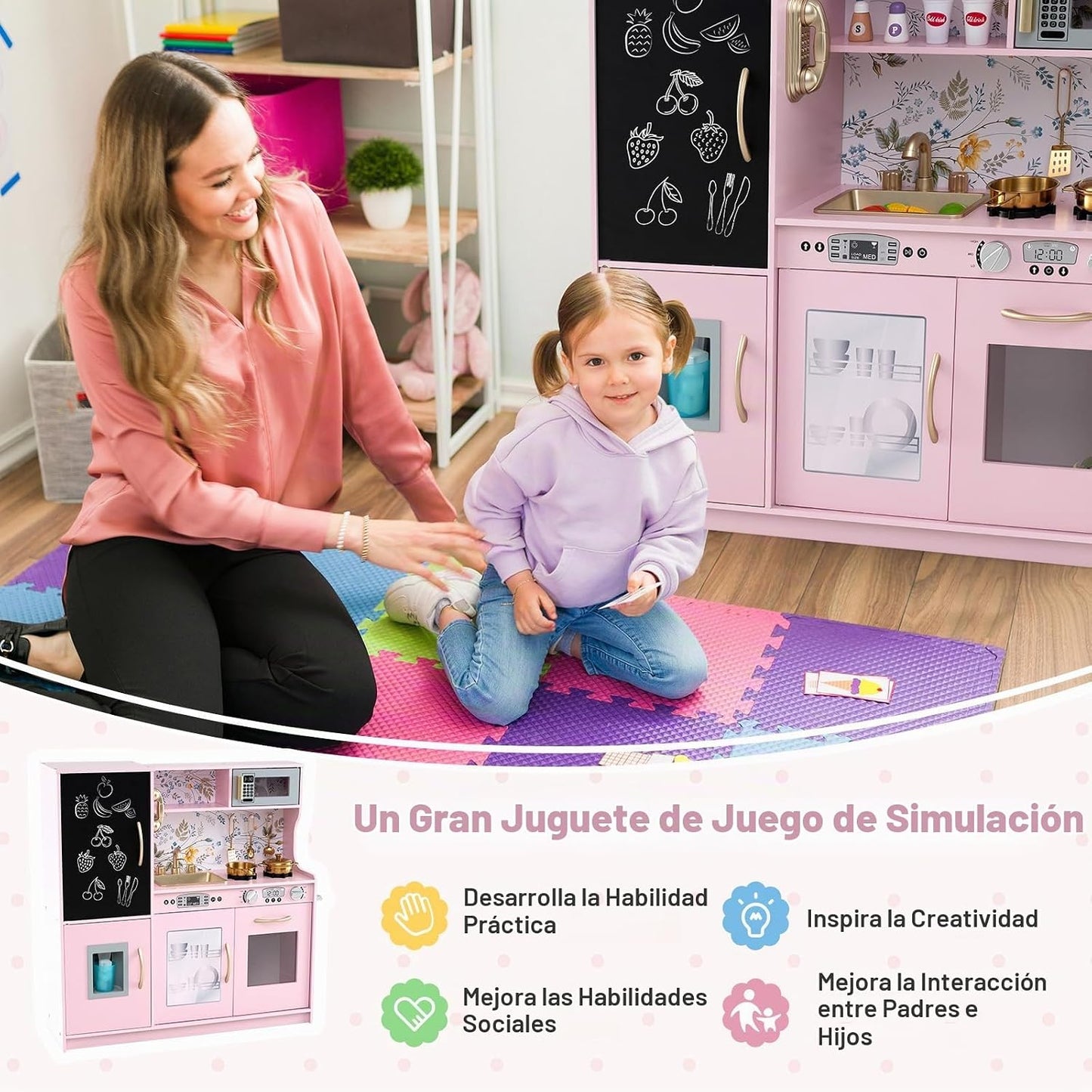 HONEY JOY Juego de Cocina para Niños, Conjunto de Cocina de Juguete...