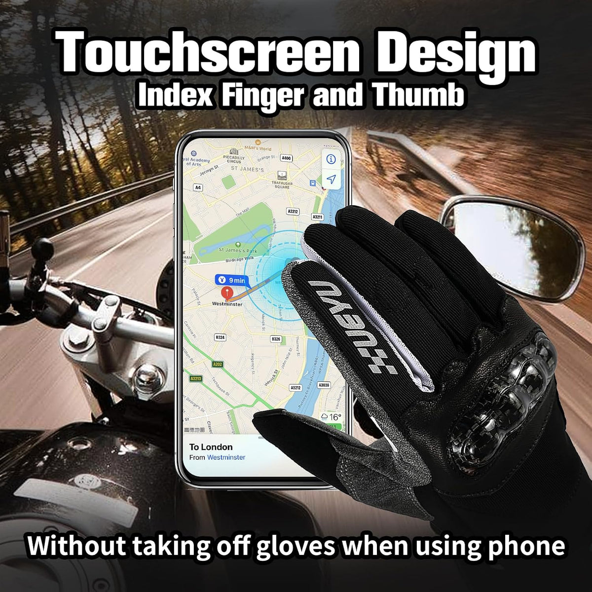Masontex Guantes de motocicleta para hombres y mujeres, guantes de...