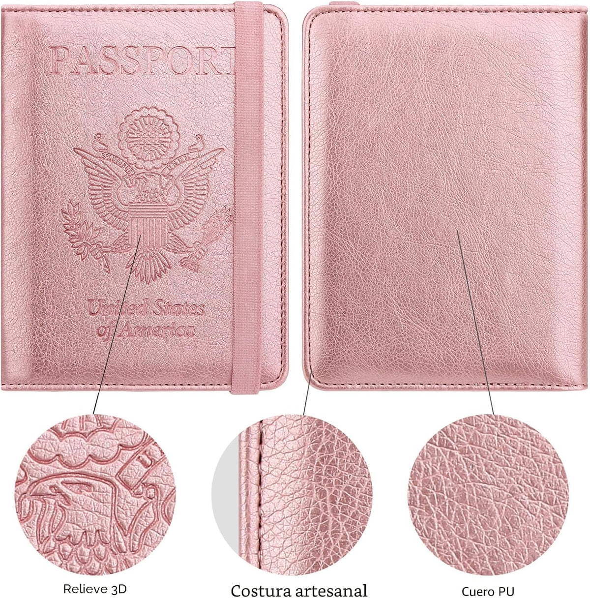 Walnew RFID - Funda para pasaporte, E-oro rosa), PASSPORT-1 | Funda...