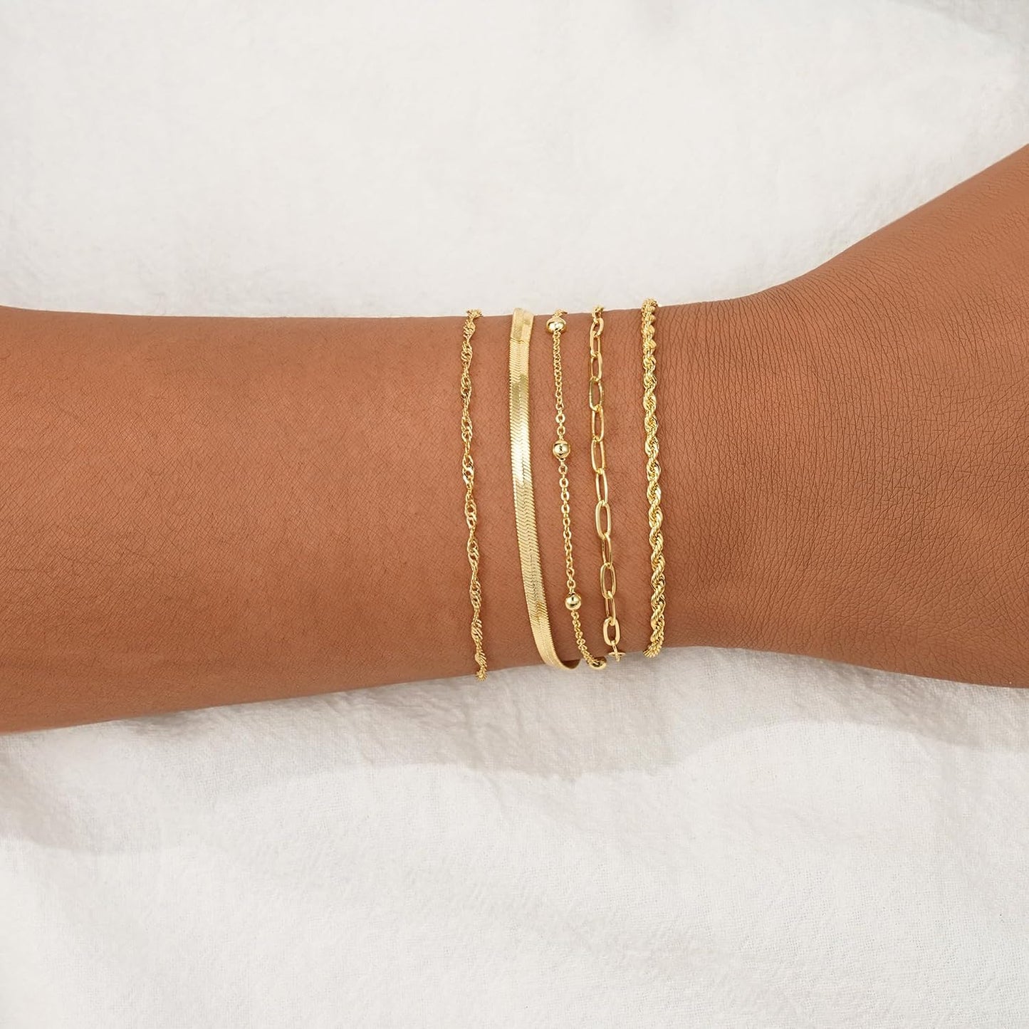 BERISO Pulseras de oro para mujer, elegante pulsera ajustable chapa...