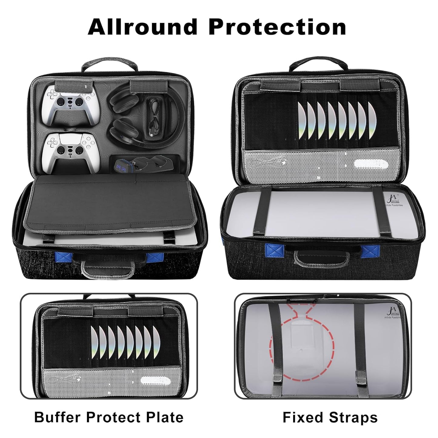 jamini Estuche rígido de transporte para PS5, PS5 Pro, estuche de v...