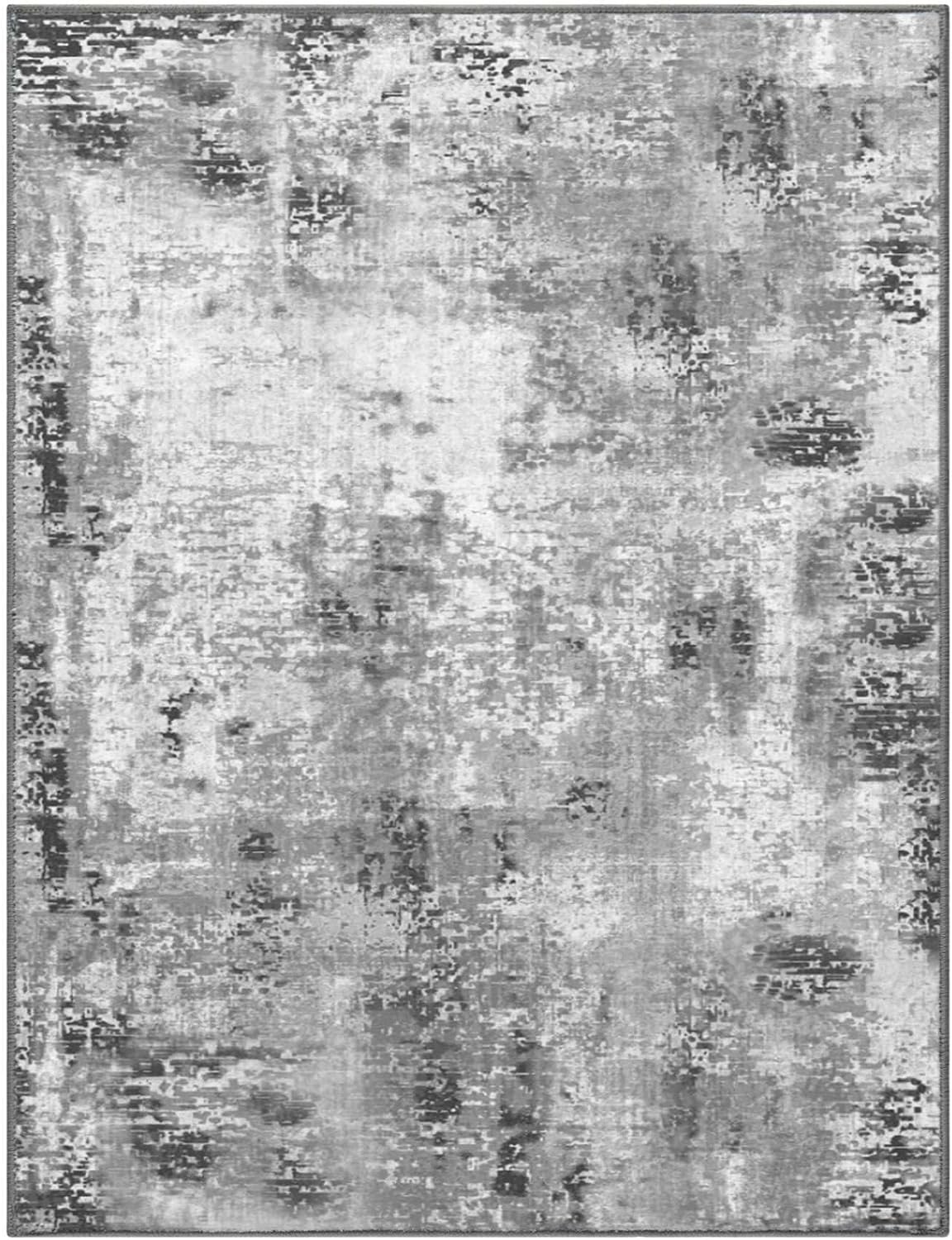 Alfombra para Sala de Estar 6x9 pies Alfombra de Área Gris Lavable...