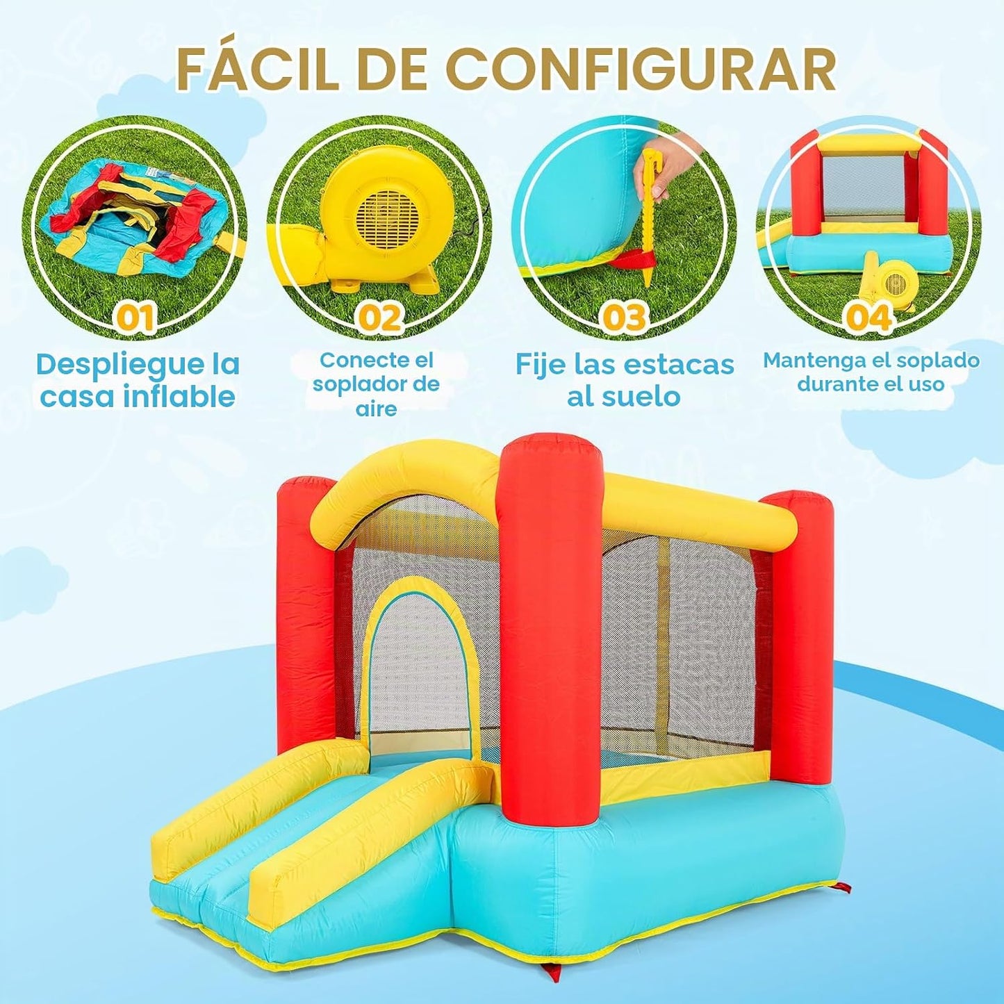 Casa de rebote interior para niños pequeños: pequeño castillo hinch...