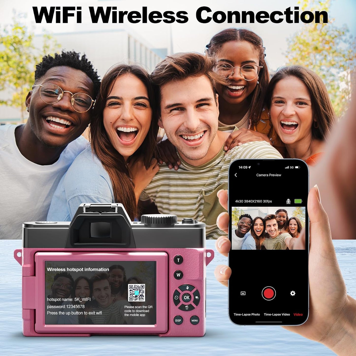 Cámaras digitales de 5K y 64MP para fotografía y video, cámara de v...