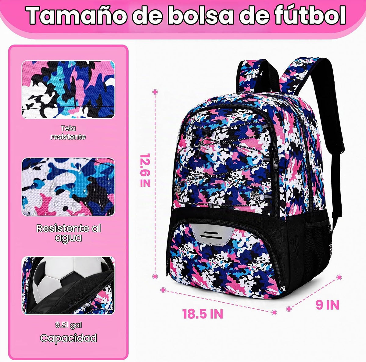 Hsmihair - Mochila de fútbol juvenil - Mochila para fútbol y balonc...