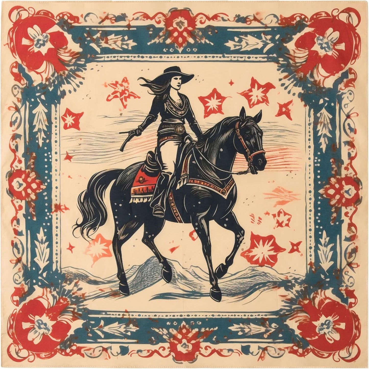 GT BANDANA 22"x22" Vintage Cowgirl 100% Algodón Bandana Diademas mu...