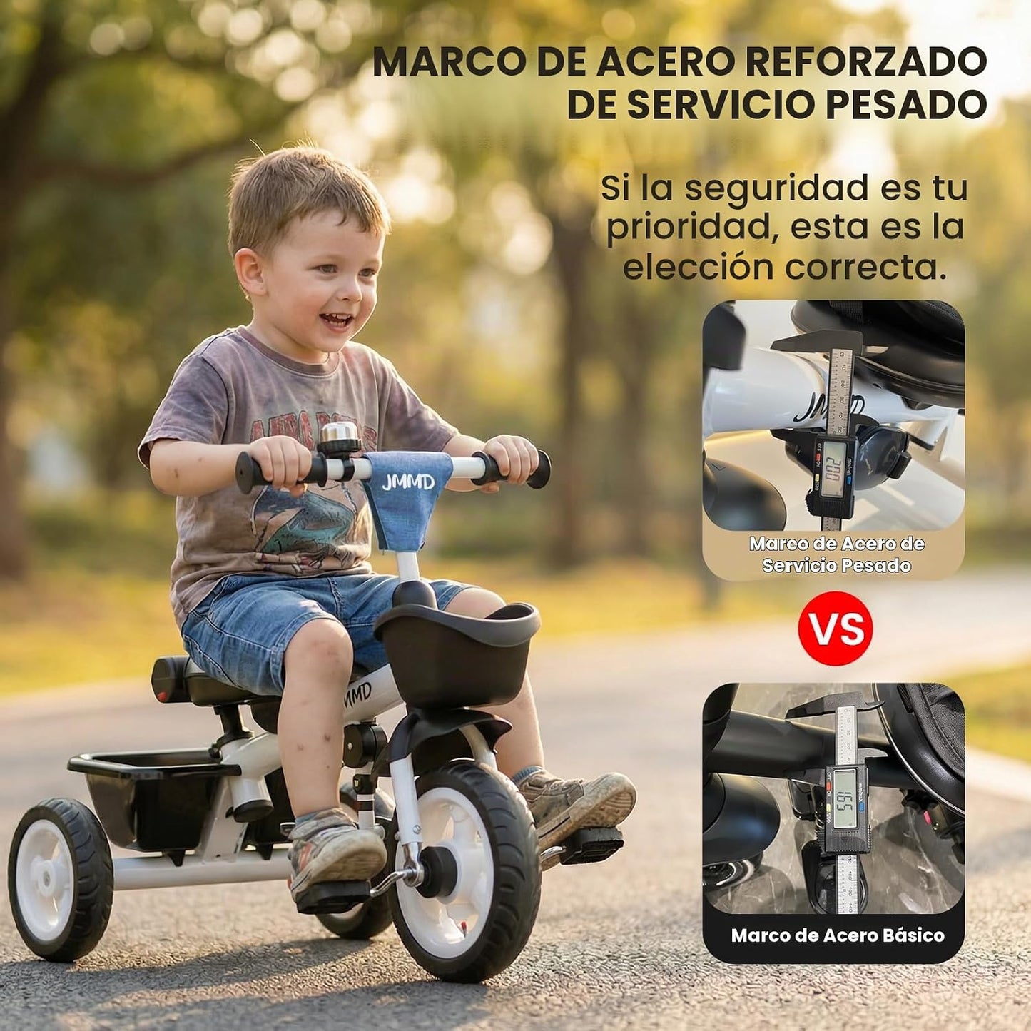 JMMD Cochecito de triciclo 7 en 1 con asa de empuje, triciclo de be...