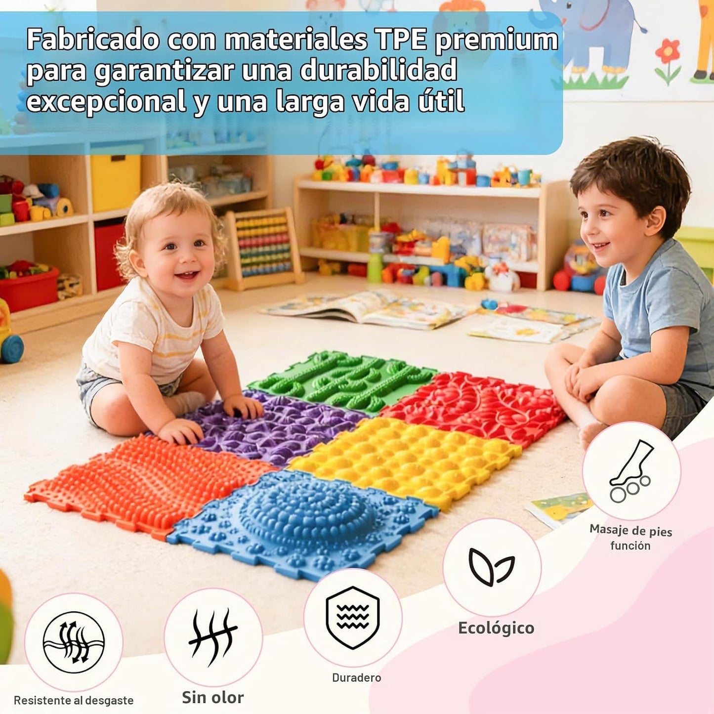 Art3d Alfombrillas sensoriales para niños, paquete de 6 azulejos |...