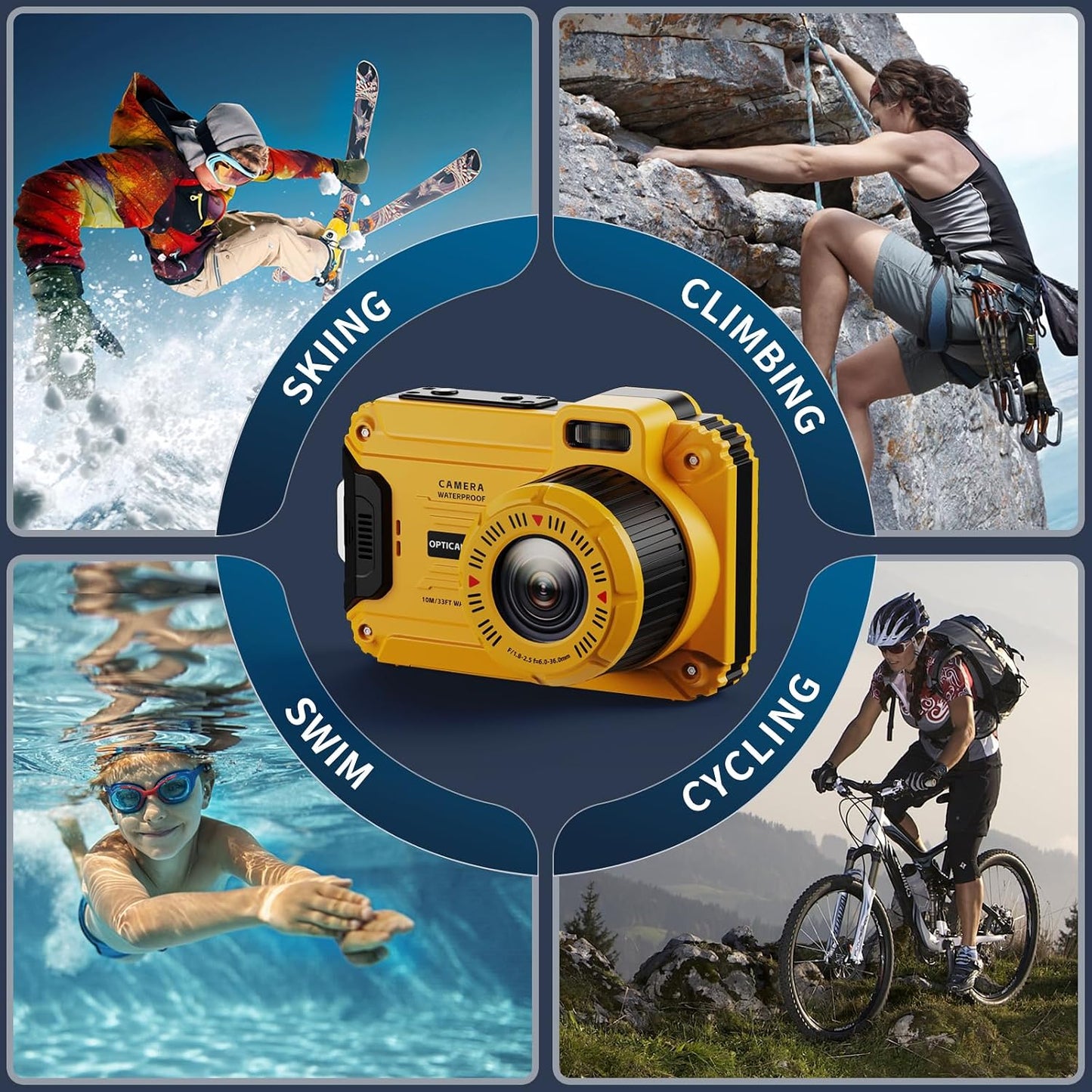 Cámara digital impermeable de 48 MP con tarjeta TF de 32 GB | Panta...