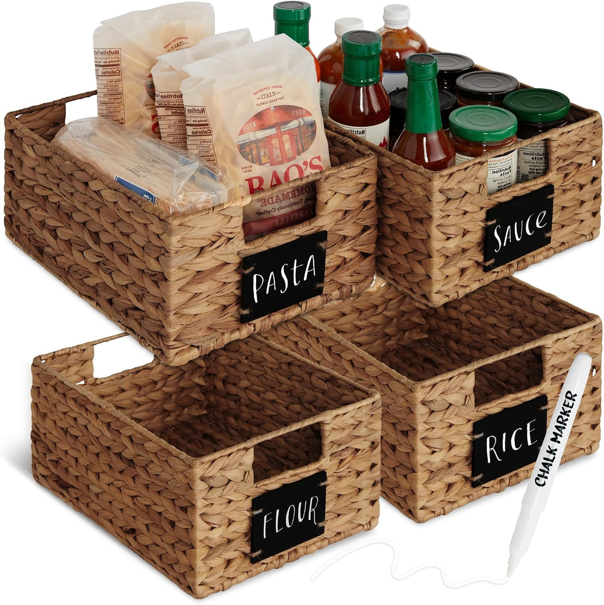 Best Choice Products Juego de 4 cestas de despensa de jacinto de ag...