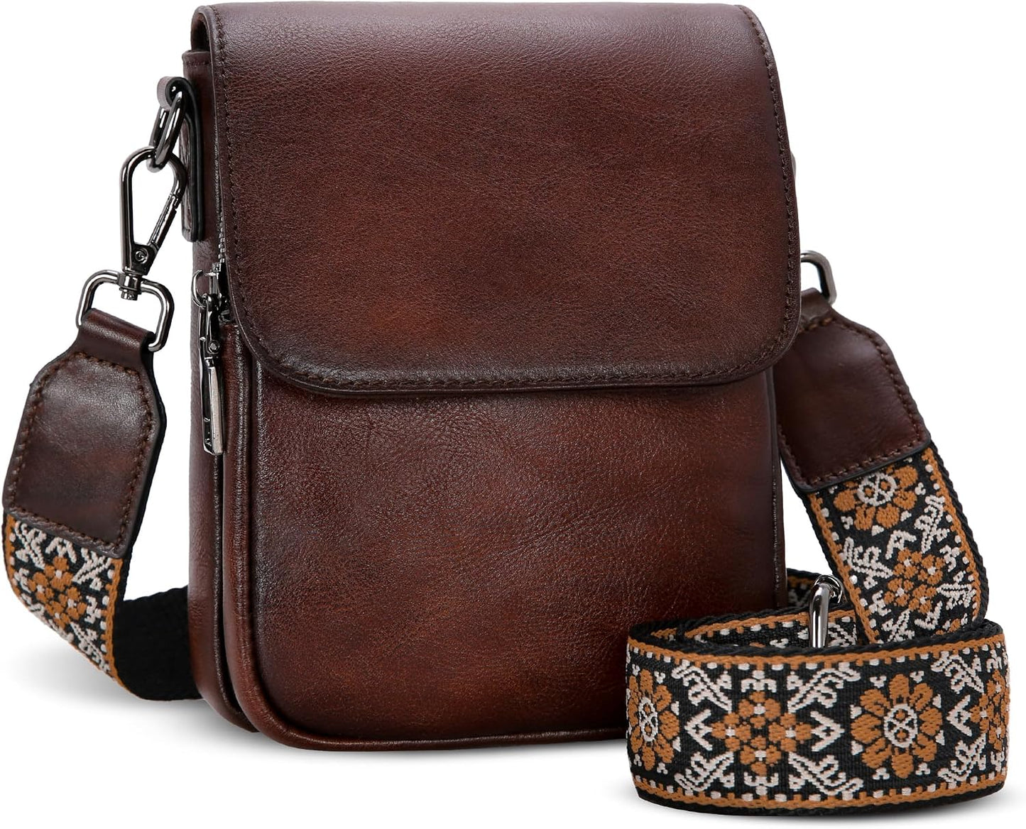 HESHE Bolso cruzado pequeño de cuero para mujer, bolso de teléfono...