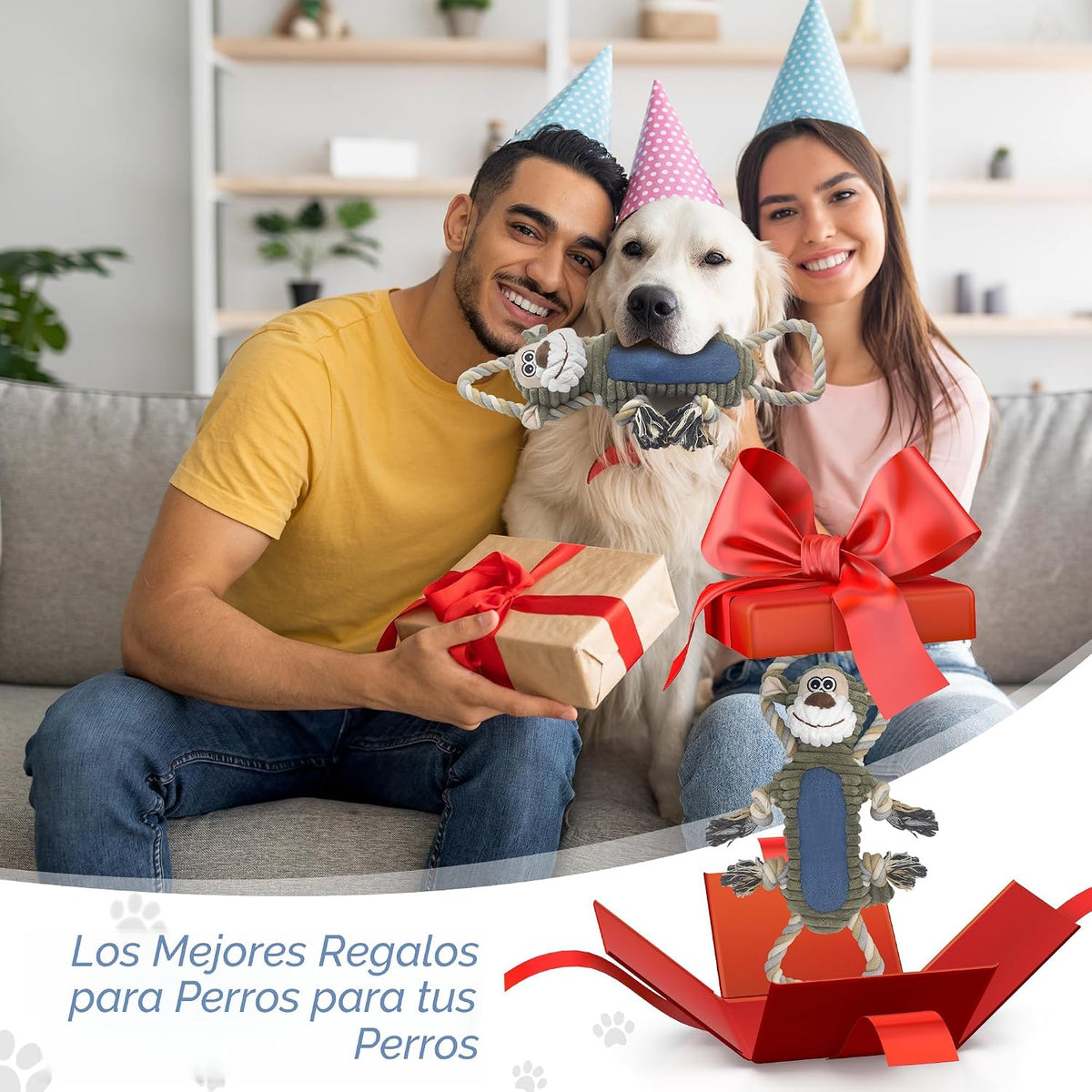 BUYPOW Juguetes de peluche divertidos para perros masticables, jugu...