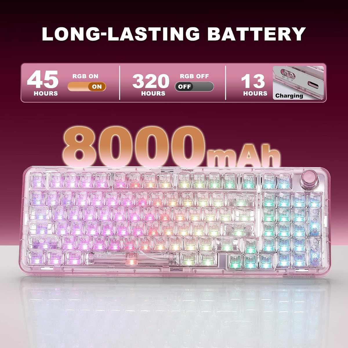 YUNZII X98 QMK\/VIA Teclado mecánico inalámbrico para juegos con pe...