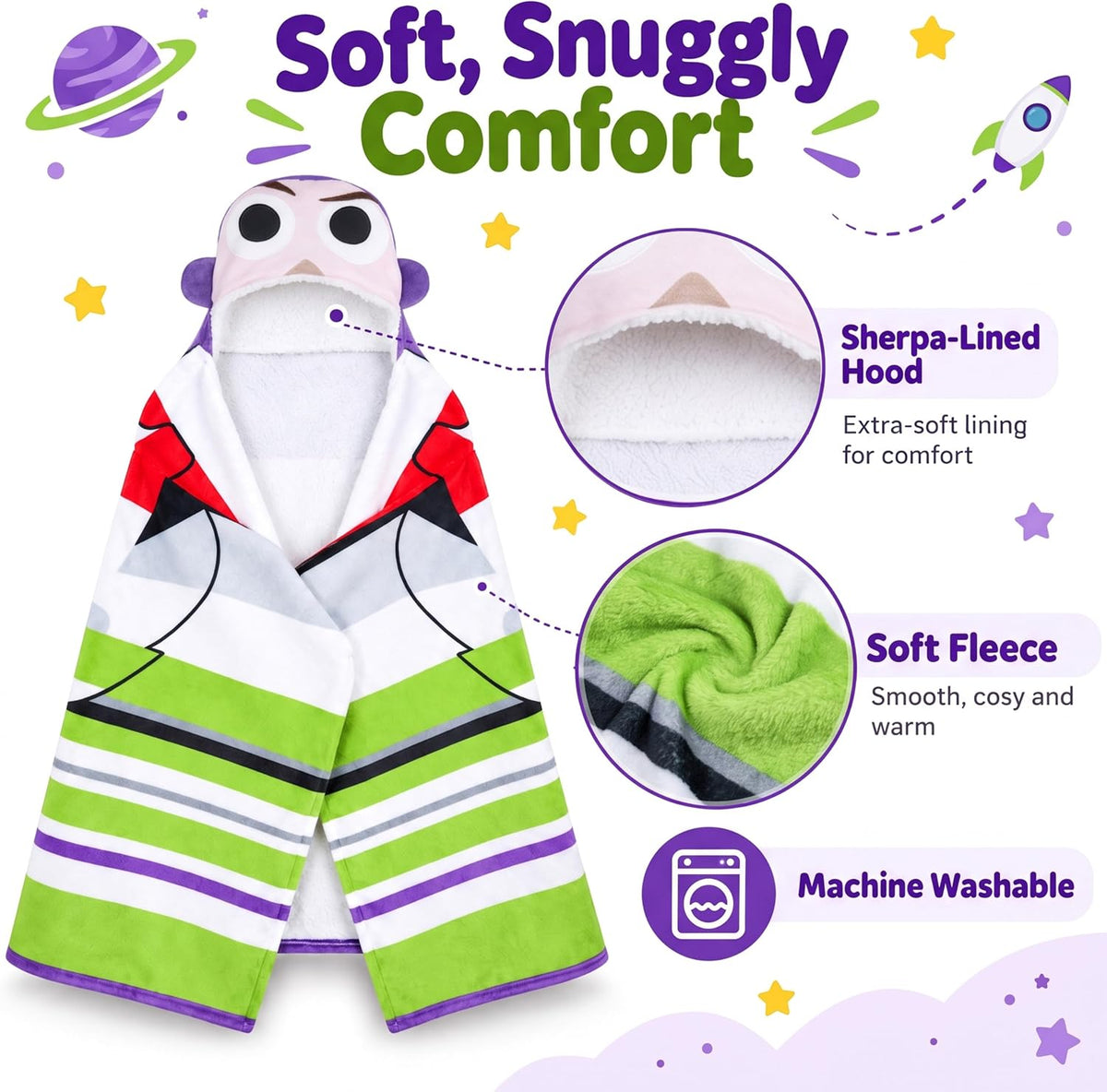 Get Trend Disney Toy Story - Manta de forro polar con capucha para...