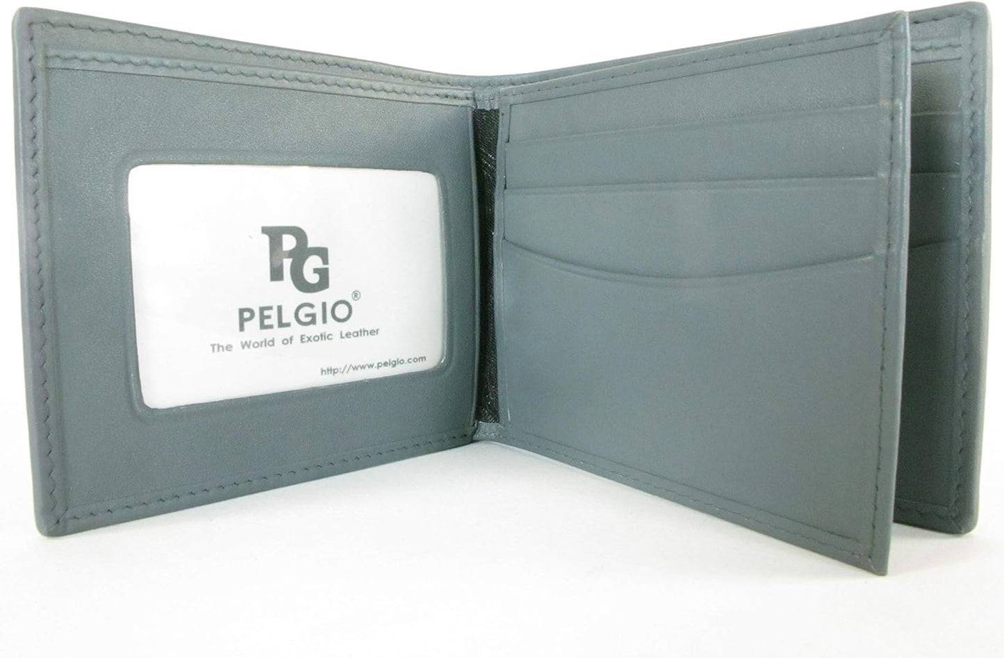 Pelgio Cartera plegable de cuero de piel de Shagreen pulido genuino...