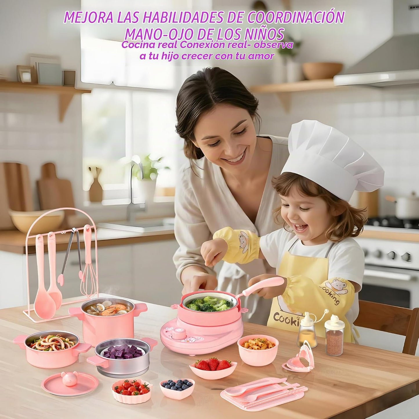 Gotoofun Juego de cocina para niños real para mini cocina, juego de...