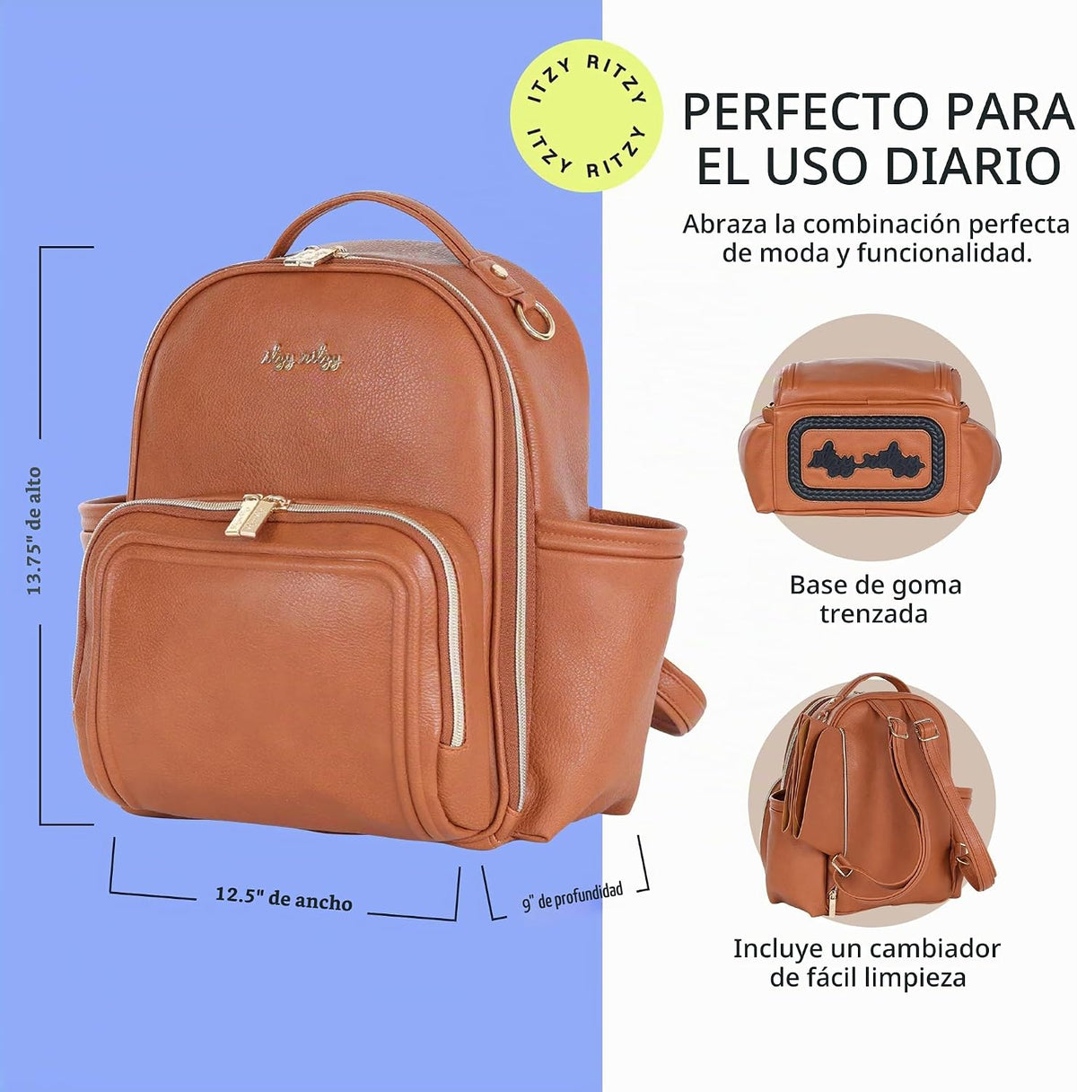 Itzy Ritzy Mini mochila para pañales - 10 bolsillos con cambiador (...