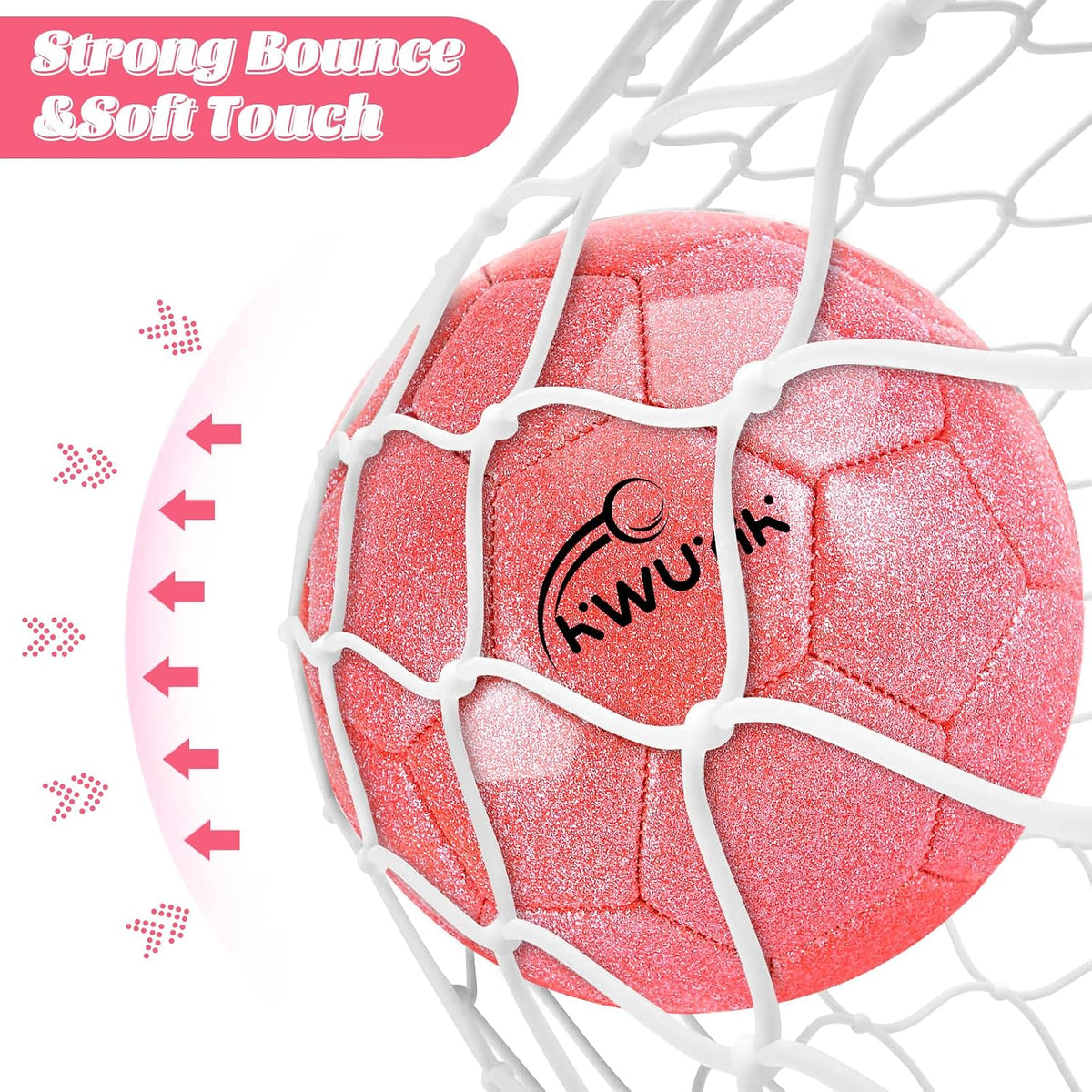 OKWUYiK Balón de fútbol de talla 3, 4, 5, con purpurina rosa, dorad...