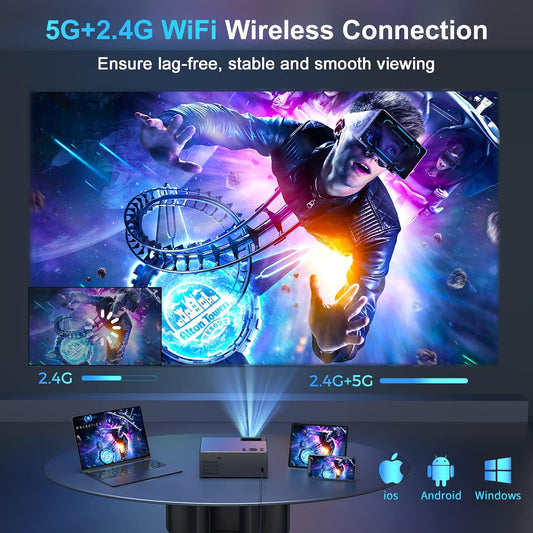 【400 ANSI de alto brillo】Proyector Bluetooth WiFi FUDONI, nativo 10...