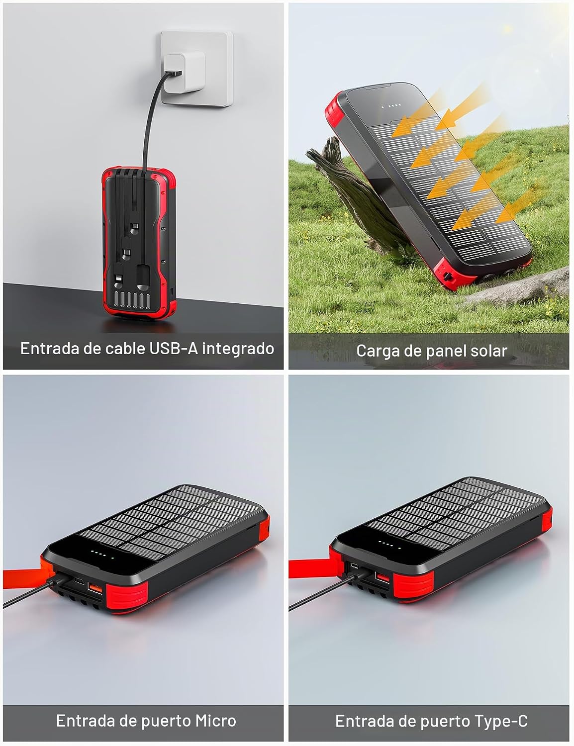 MINRISE Banco de energía solar 40000mAh, cargador portátil PD 20W c...