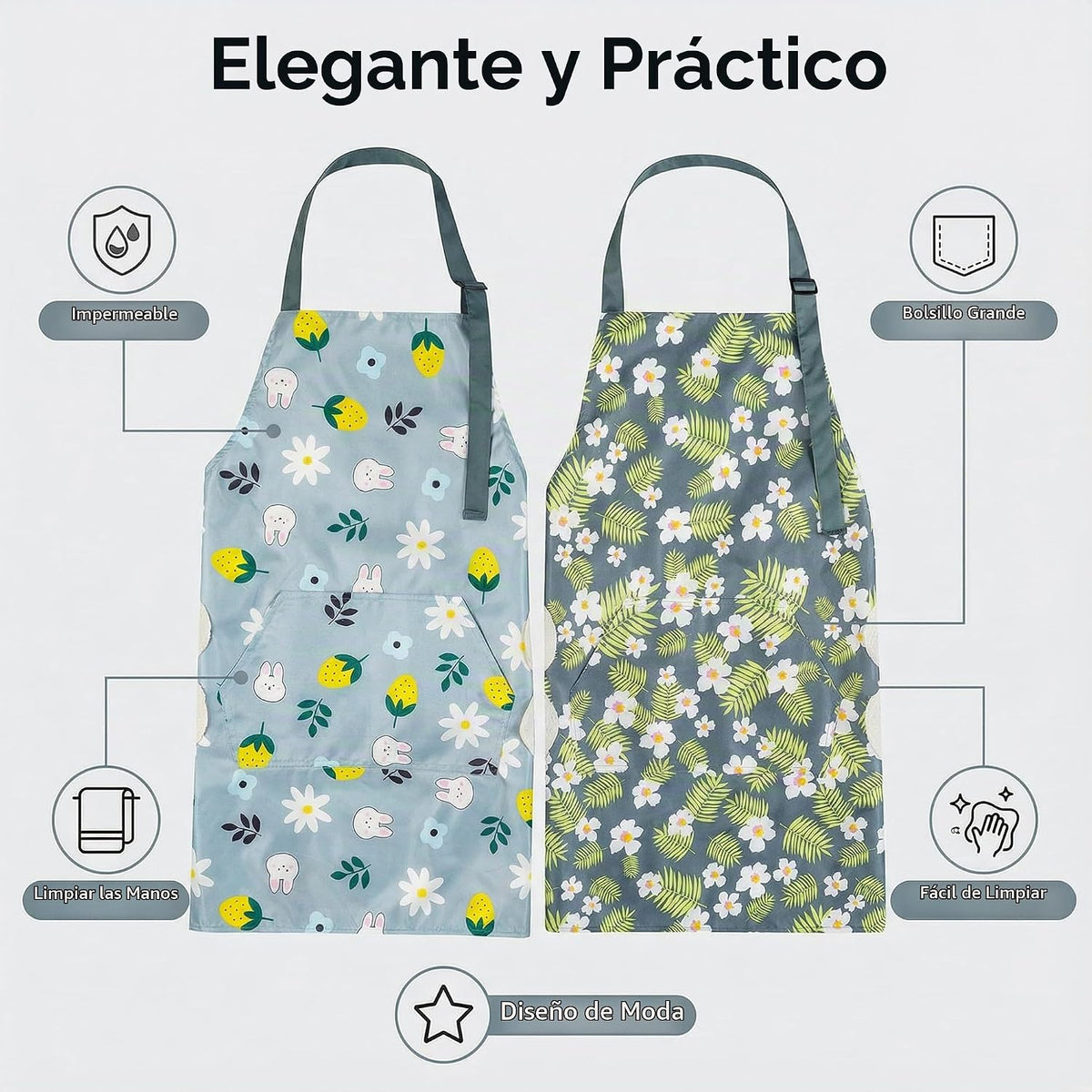 Agirlvct Paquete de 2 delantales de cocina con toallita de mano, re...