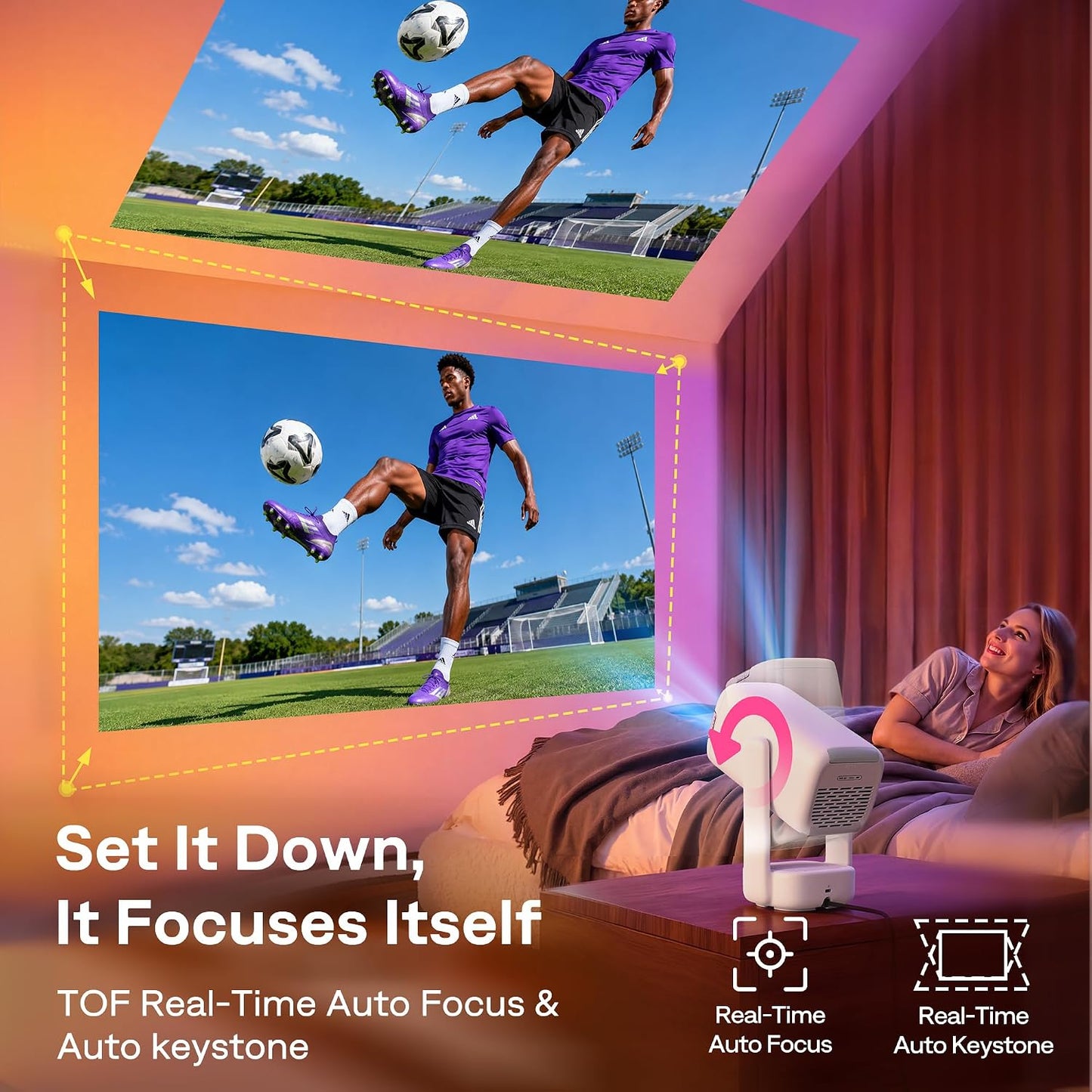 Aurzen Roku TV D1R air Proyector portátil inteligente para exterior...